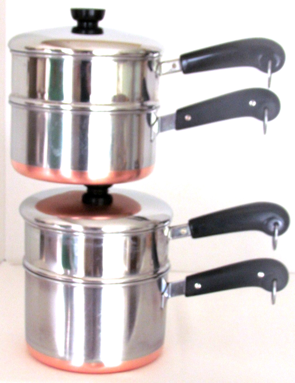 VINTAGE REVERE WARE PRE 1968 2 & 3 qt WITH STEAMER AND DOUBLE BOILER INSERTS VINTAGE REVERE WARE PRE 1968 2 & 3 qt WITH STEAMER AND DOUBLE BOILER INSERTS