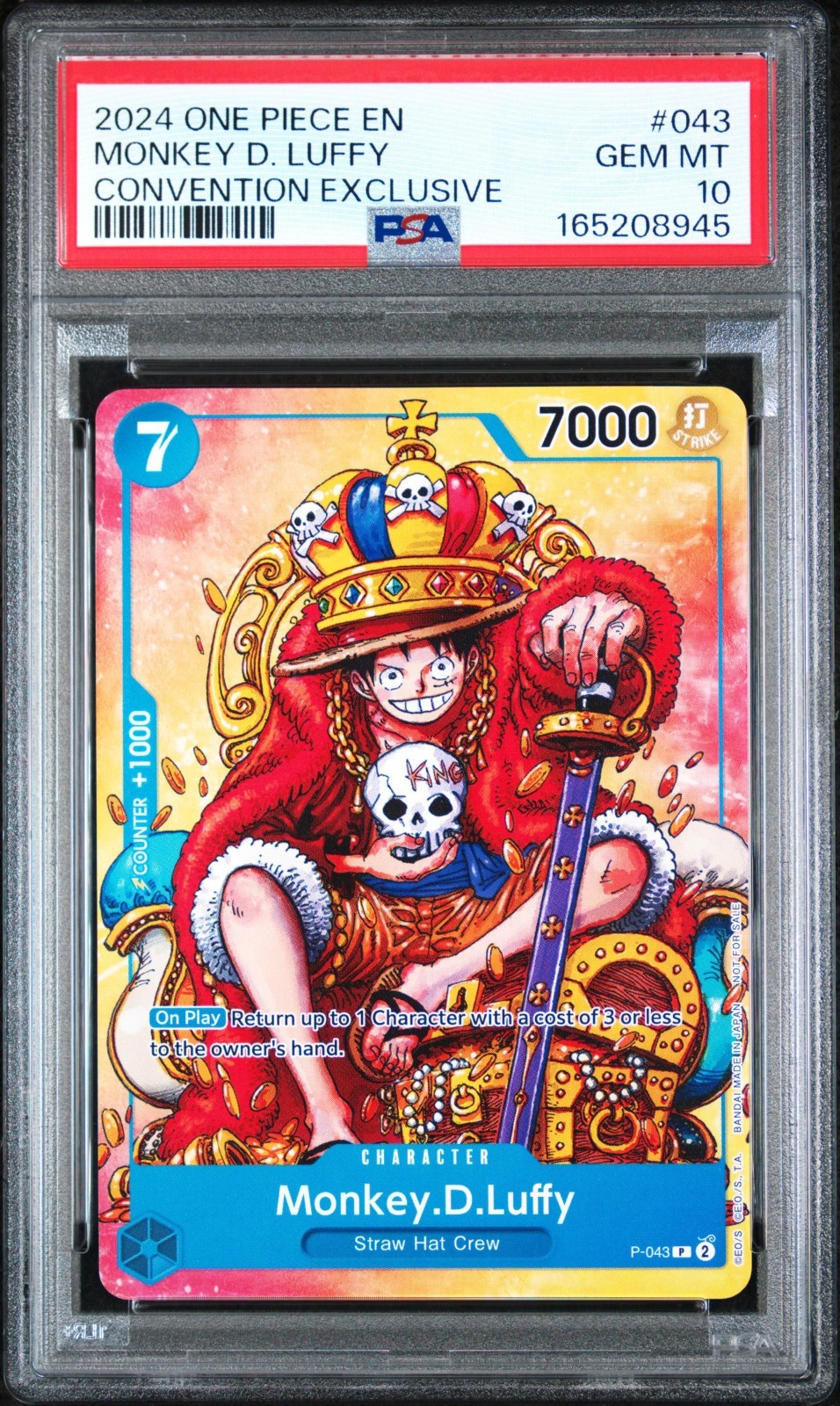 2024 ONE PIECE PROMOS #043 MONKEY D. LUFFY CONVENTION EXCLUSIVE PSA 10 2024 ONE PIECE PROMOS #043 MONKEY D. LUFFY CONVENTION EXCLUSIVE PSA 10