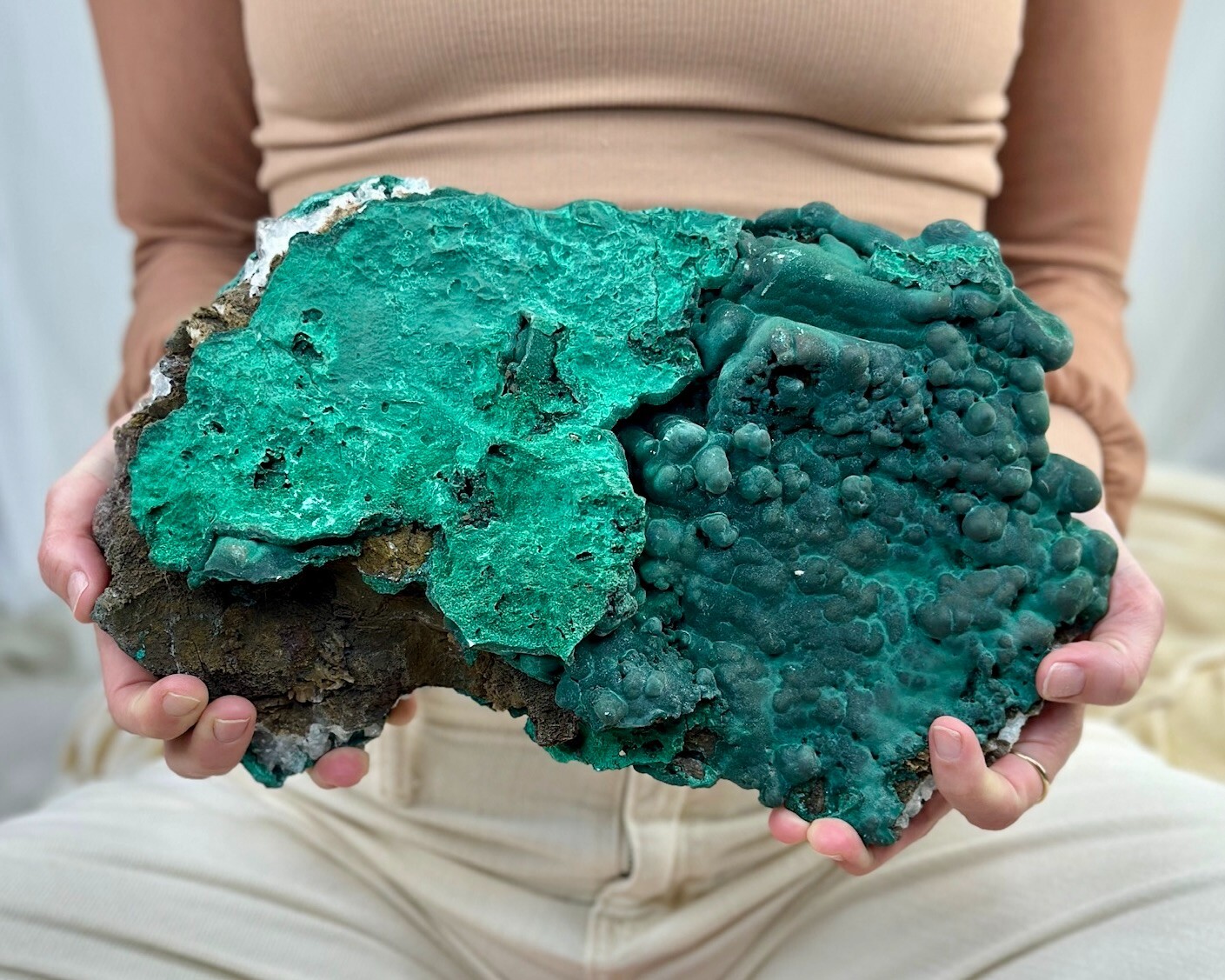 Massive Congo Malachite Specimen 8.4 LB | Botryoidal & Silky Green Mineral Slab