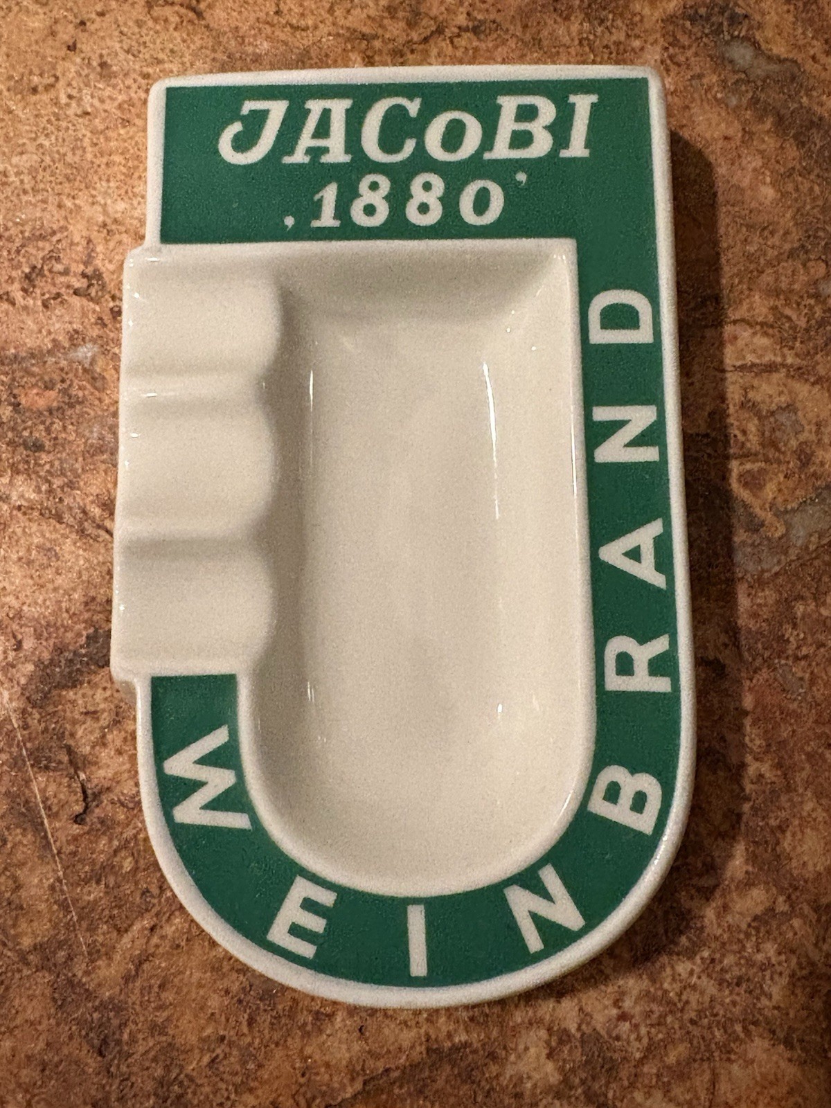 Jacobi 1880 Weinbrand Porcelain Ashtray Johann Haviland Bavaria MCM Cigar Tray Jacobi 1880 Weinbrand Porcelain Ashtray Johann Haviland Bavaria MCM Cigar Tray
