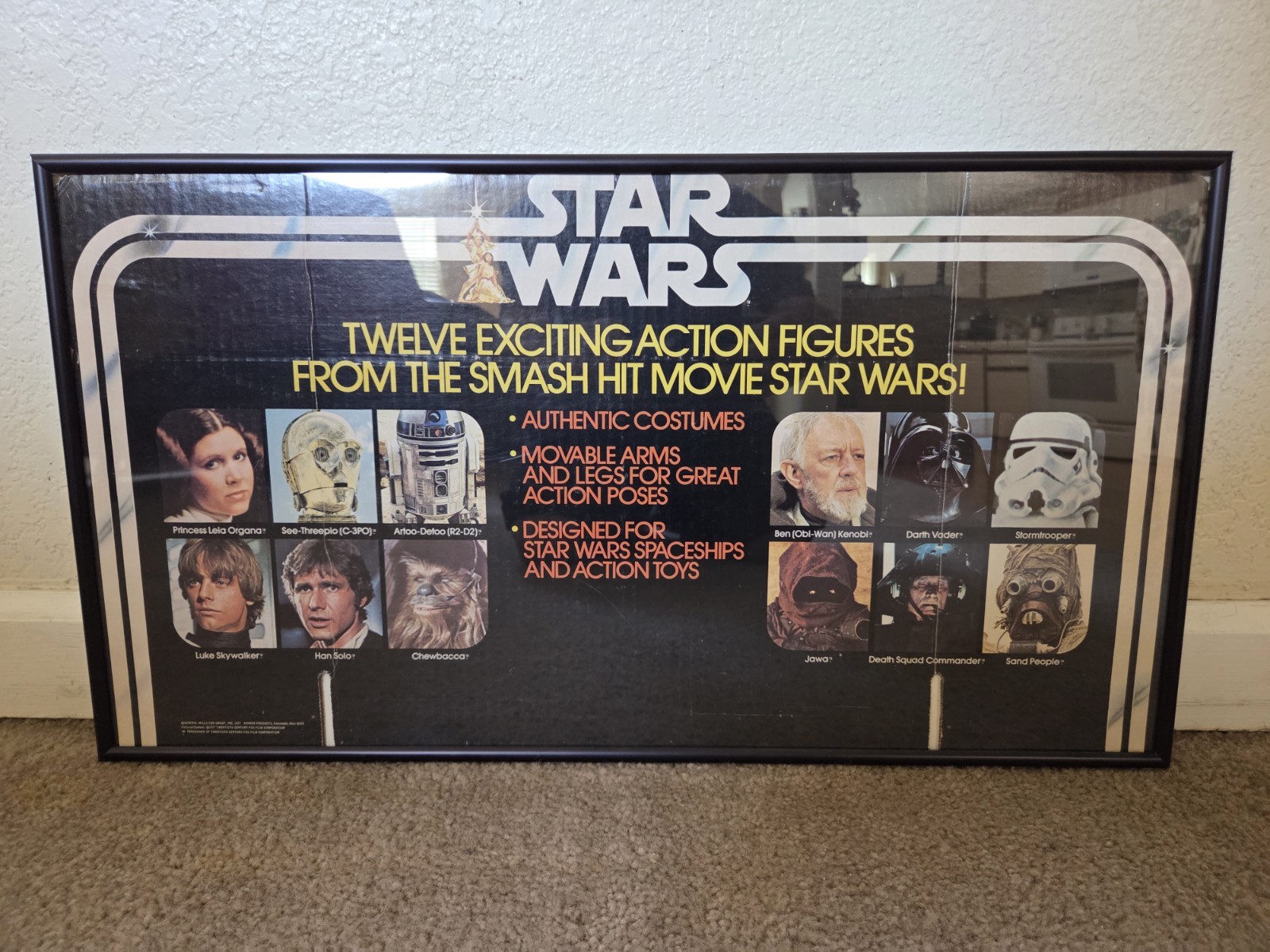 Vintage Kenner Star Wars 1977 12 Back Action Figures Display Header Card
