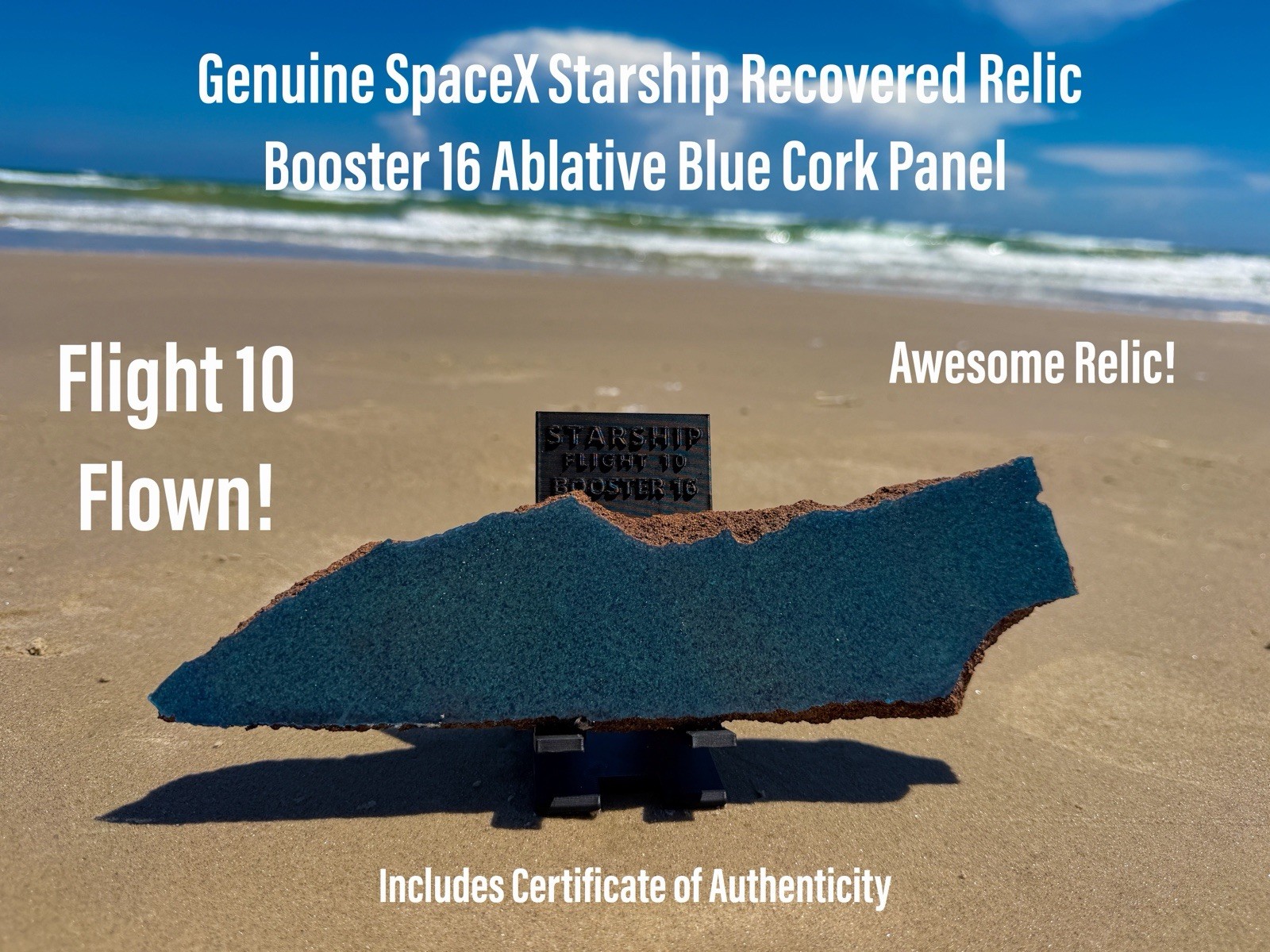 SpaceX Starship Flight 10 Super Heavy Booster Ablative Blue Relic Cork Panel