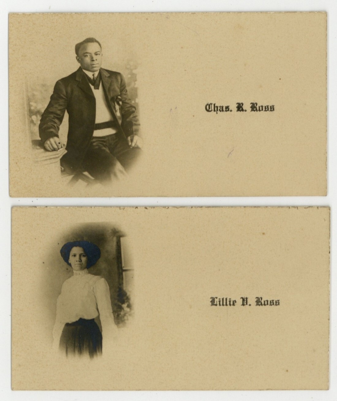 African American Husband Wife 1990 Matching CDV Photo Set Distinguished Preppy