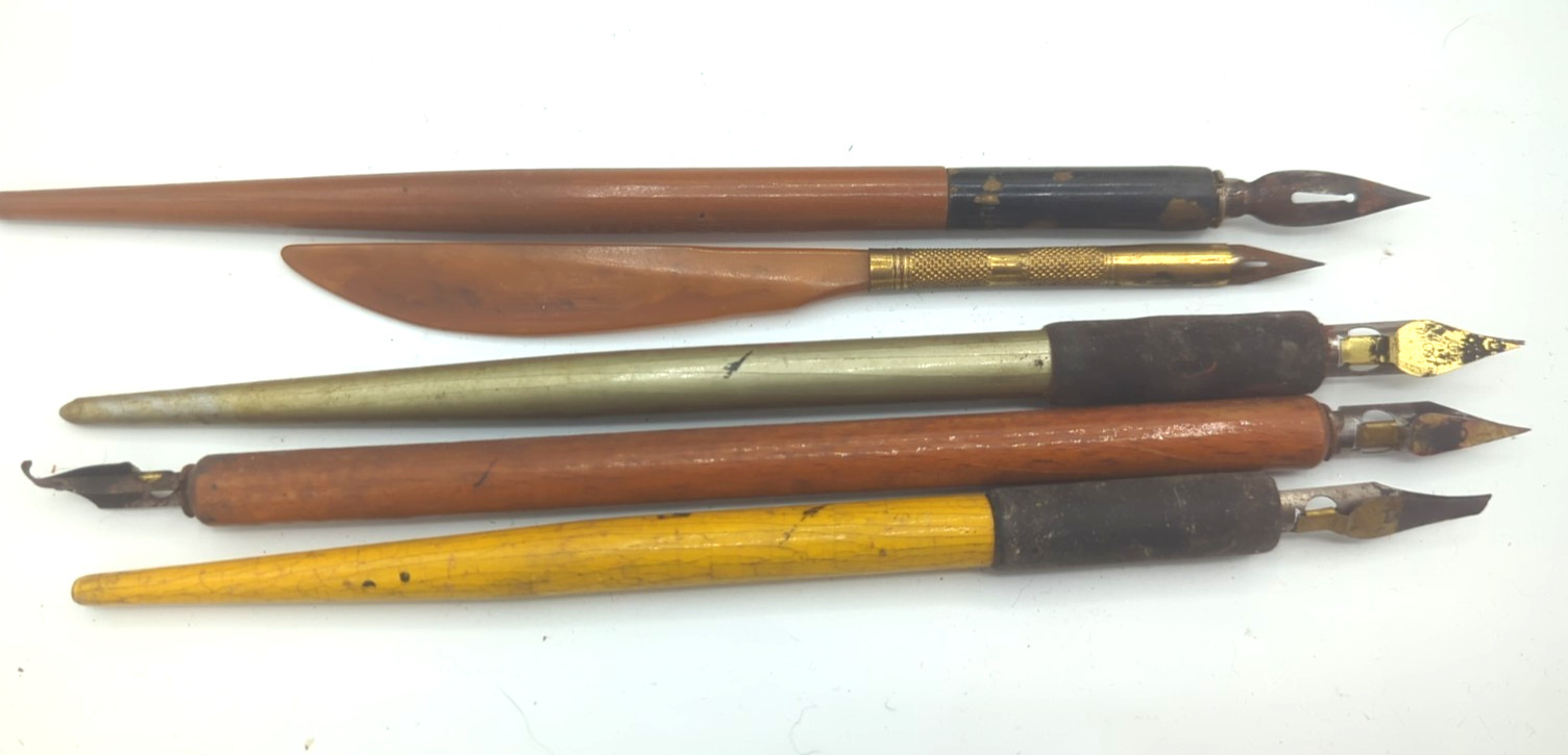 Antique Vintage Quill Pens Calligraphy Used Condition