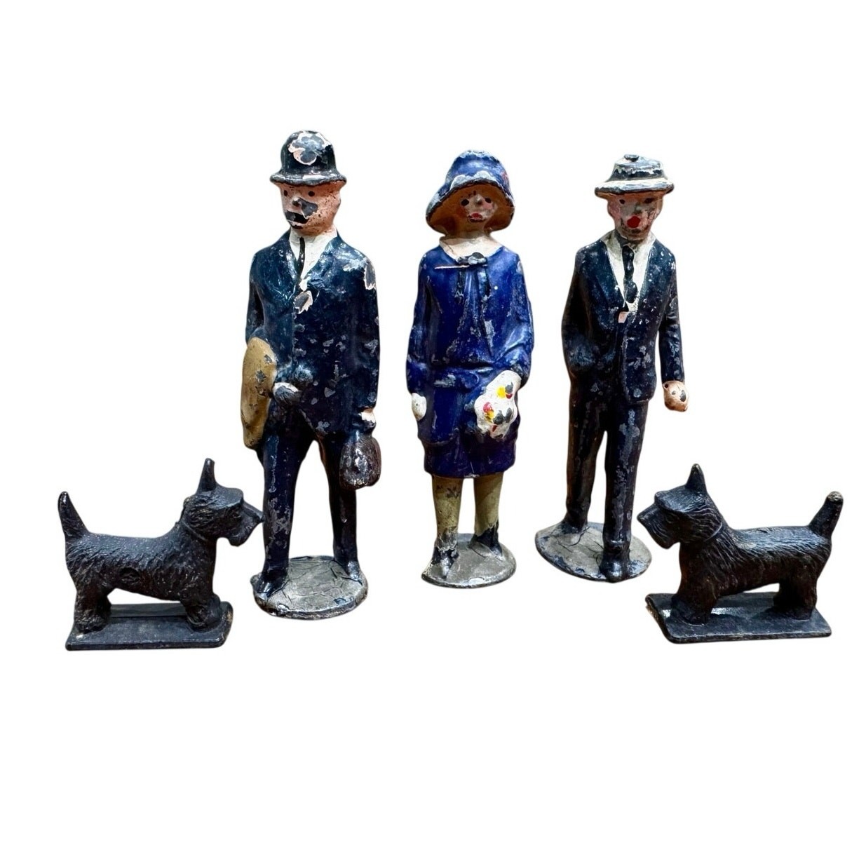 Vintage Painted 1920’s Metal Toy Figures Lot 5 Artist 2 Scottie Dogs England 2in Vintage Painted 1920’s Metal Toy Figures Lot 5 Artist 2 Scottie Dogs England 2in