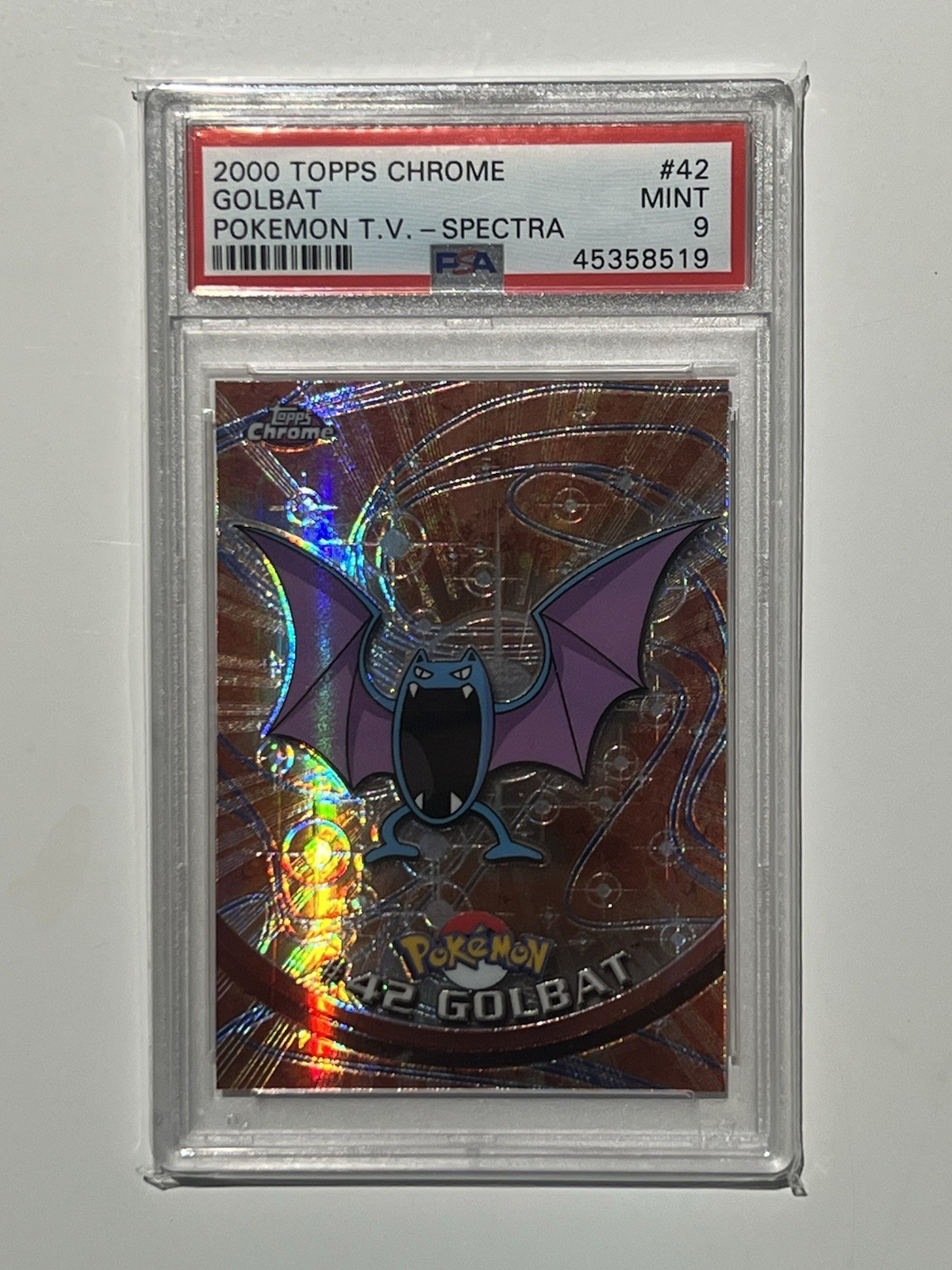 PSA 9 Golbat #42 Spectra Refractor 2000 Topps Chrome Pokemon TV Series 1 MINT PSA 9 Golbat #42 Spectra Refractor 2000 Topps Chrome Pokemon TV Series 1 MINT