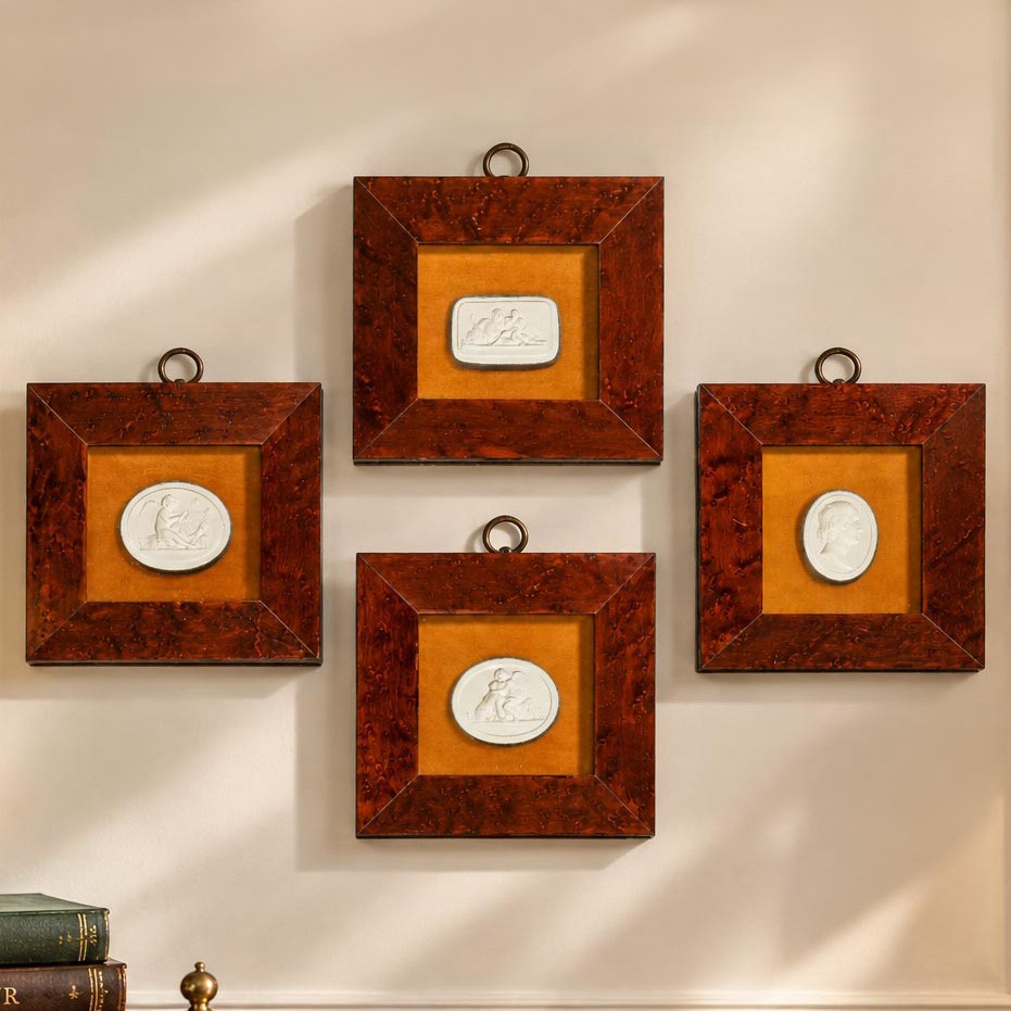 Collection Antique Grand Tour Plaster Intaglios Framed Neoclassical Collection Antique Grand Tour Plaster Intaglios Framed Neoclassical
