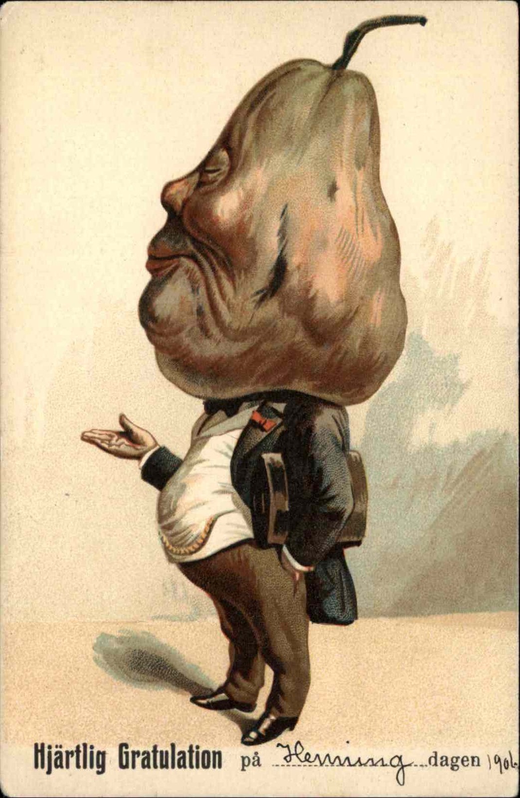 METAMORPHIC FANTASY Norwegian Fat Pear Man CONGRATULATIONS Postcard METAMORPHIC FANTASY Norwegian Fat Pear Man CONGRATULATIONS Postcard