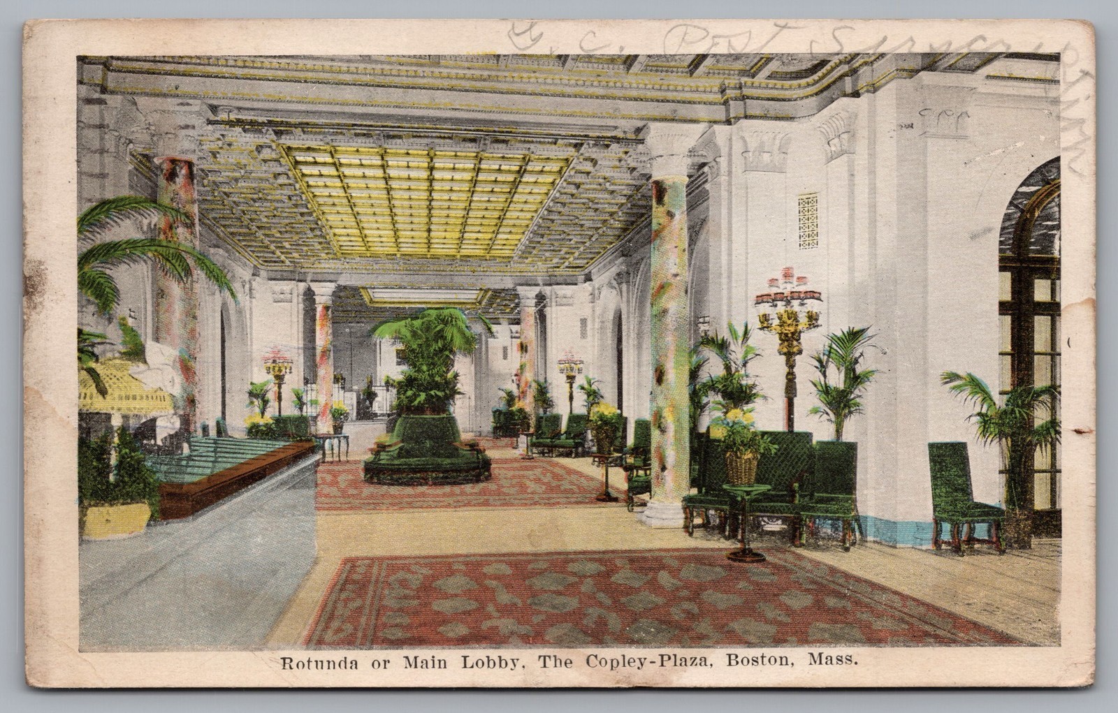 Rotunda OR Main Lobby The Copley Plaza Boston MA 1924 Postcard TS-257