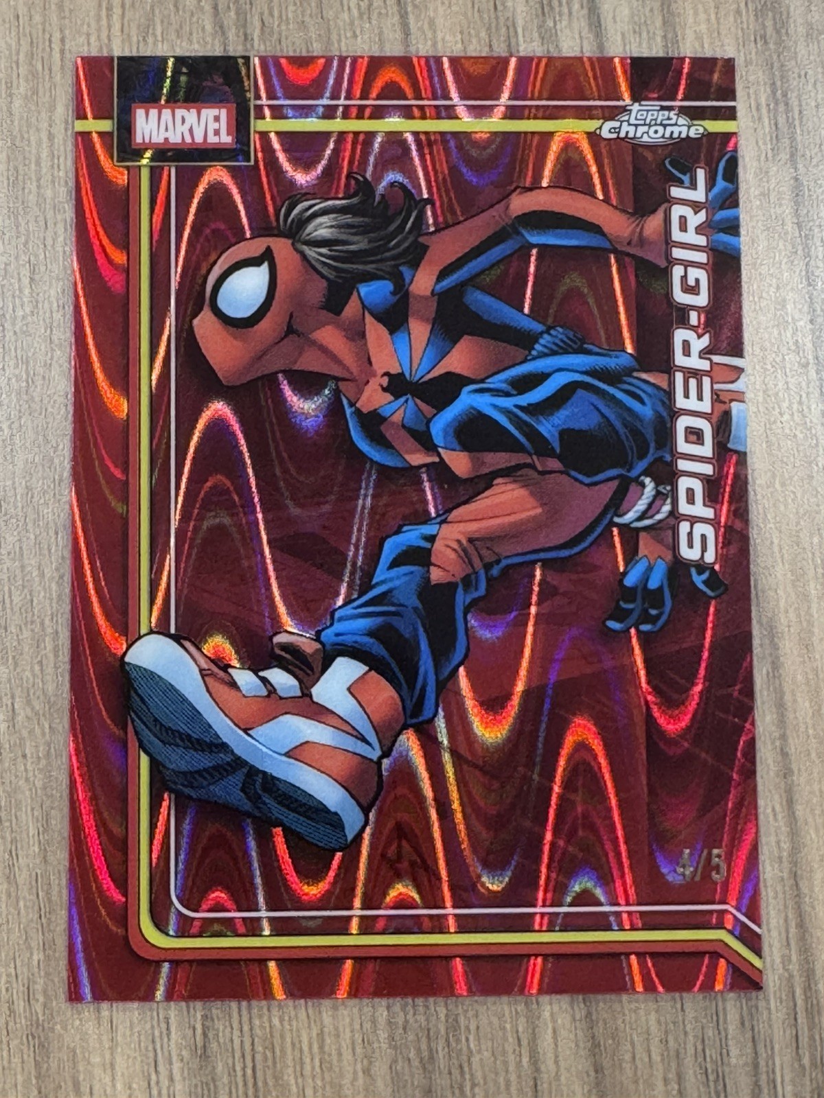 2026 Topps Chrome Marvel Spider-Girl RED WAVE REFRACTOR 4/5 RARE SSP #161 2026 Topps Chrome Marvel Spider-Girl RED WAVE REFRACTOR 4/5 RARE SSP #161
