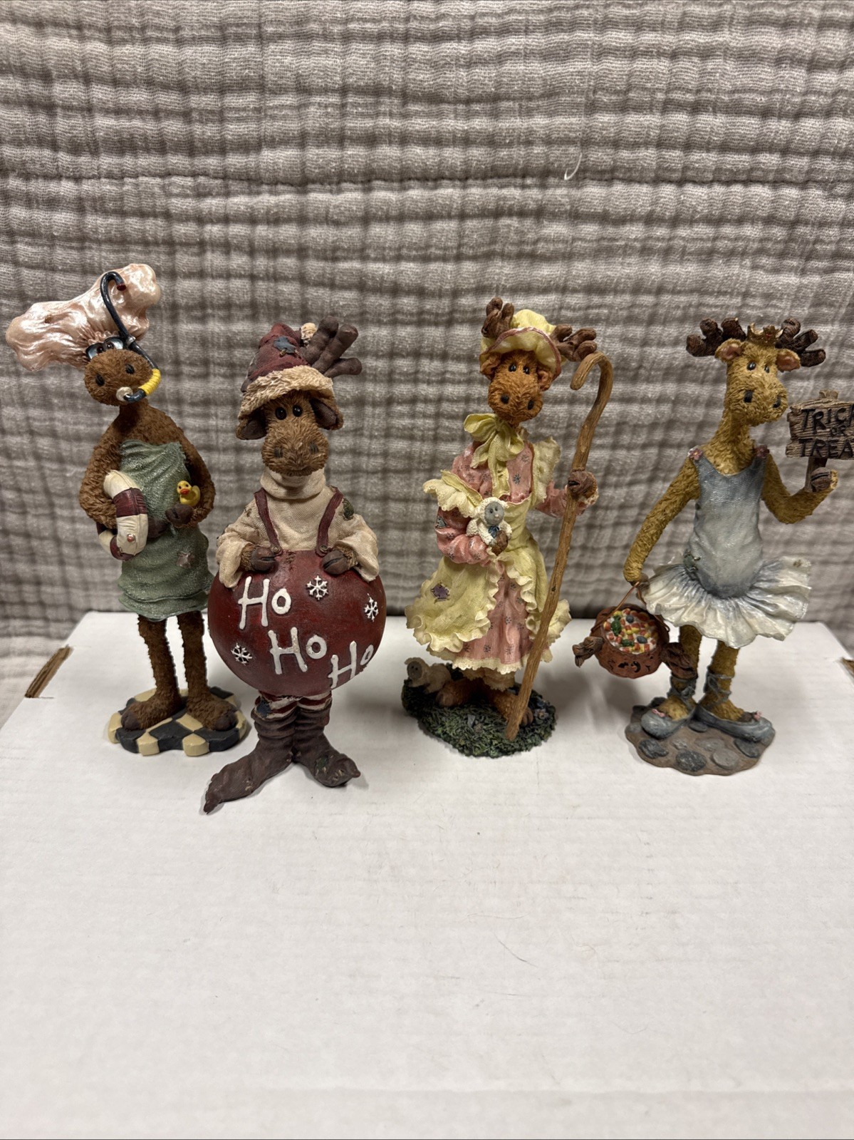 Boyds Bears Moose Troop Resin Figurines Lot of 4 Halloween Christmas Retired HTF