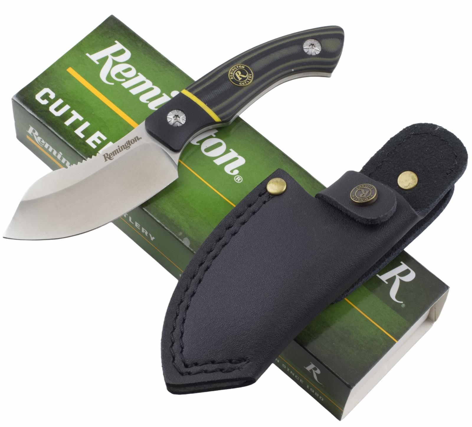 Remington Caping Hunter Fixed Blade Knife Black Green G10 Handle Full Tang