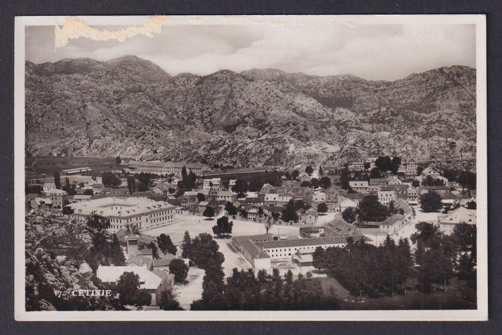 Vintage postcard Montenegro Cetinje panoramic view 1930s
