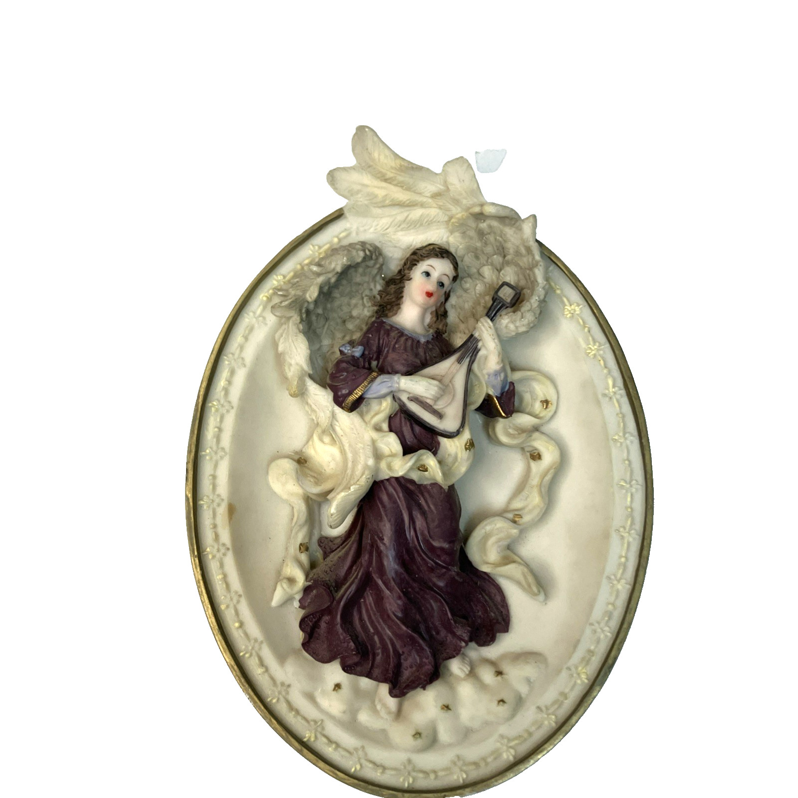 VTG Resin Solid Angel Musical Wall Hanging Art 8.5”x 6” Heavy