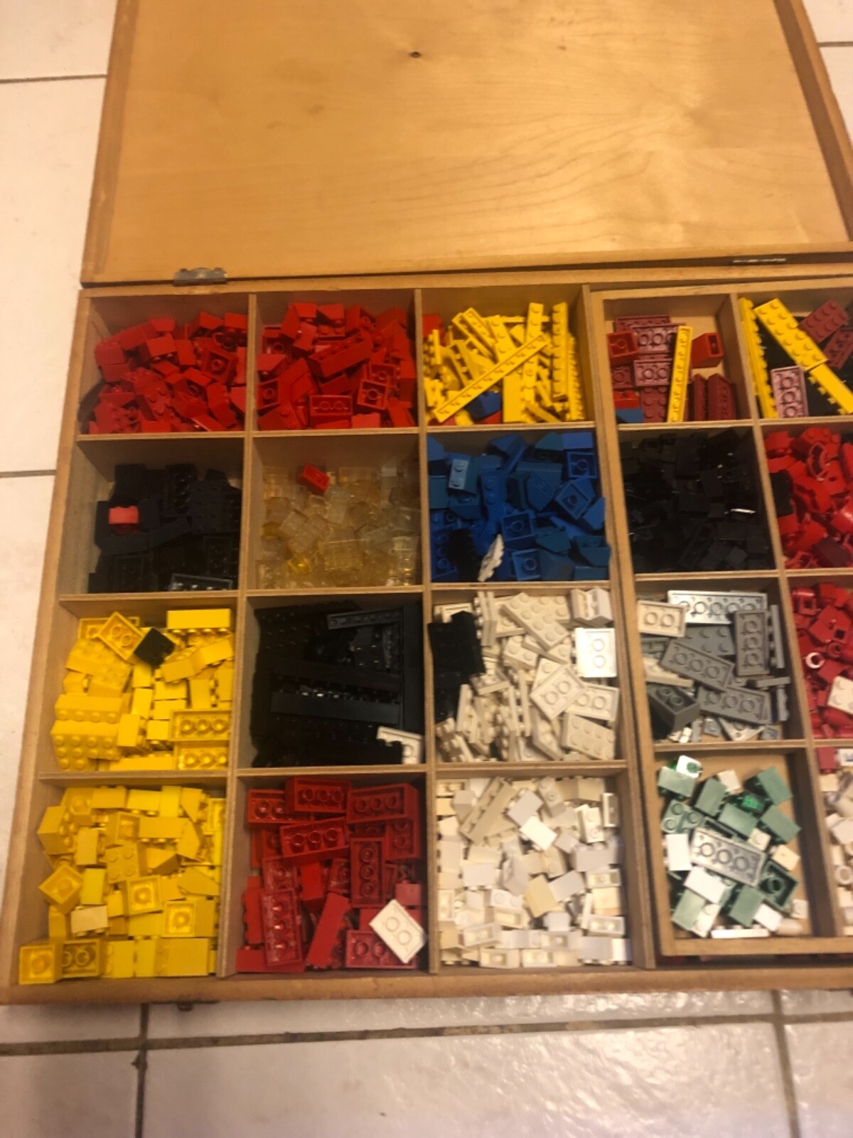 Large Vintage Circa 1960-1970 Wooden Original Lego Storage Box WITH  Lego\'s