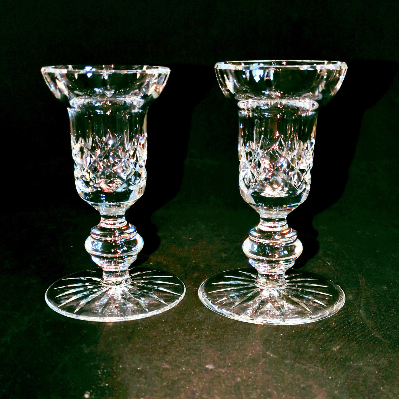 WATERFORD GIFTWARE SINGLE CANDLE HOLDERS, Cut Lead Crystal, 4 3/8