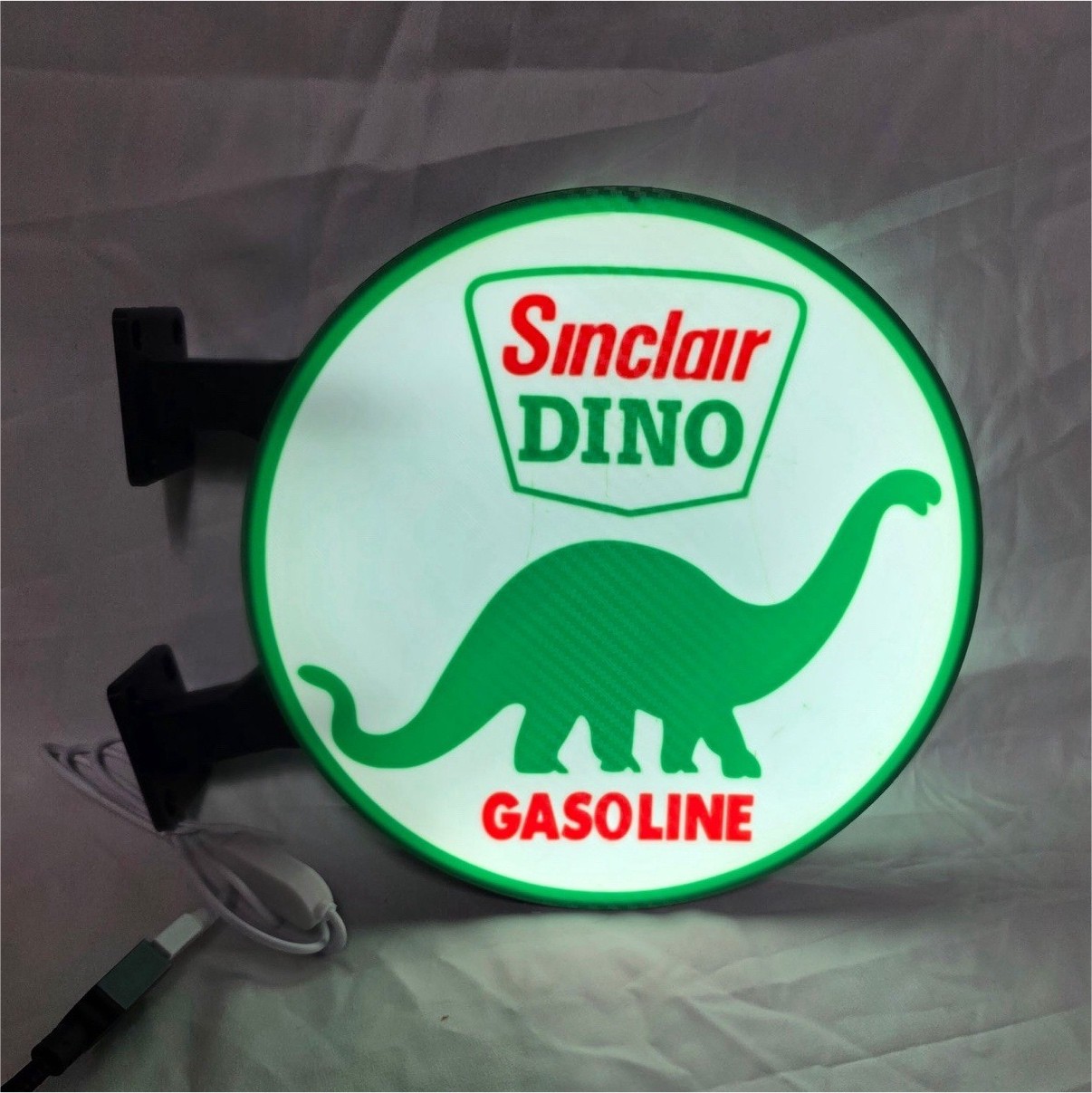 Sinclair Dino Gasoline Round Wall Sign Green/White/Red Gas & Oil Theme Sinclair Dino Gasoline Round Wall Sign Green/White/Red Gas & Oil Theme