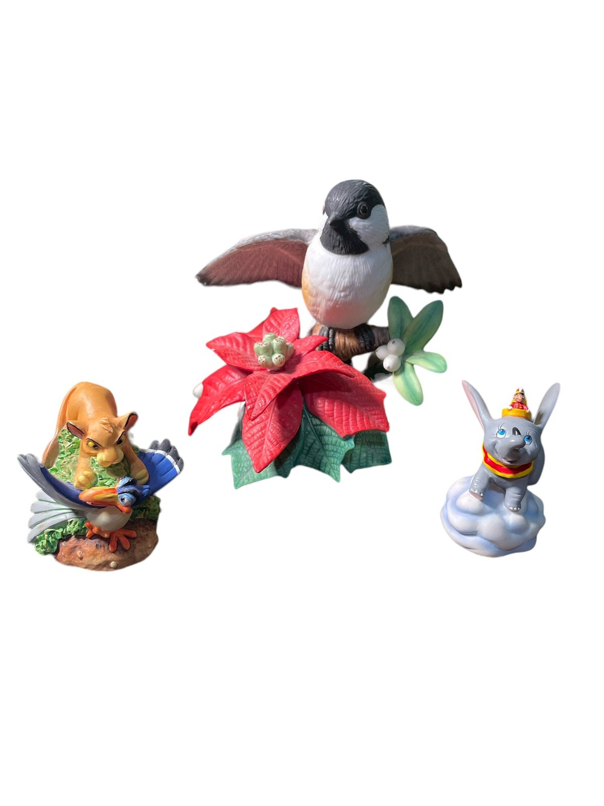Lot of 3 Lenox Porcelain Figurines Disney Dumbo Lion King Christmas Chickadee