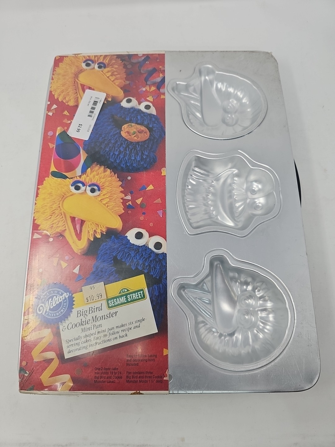 SESAME STREET BIG BIRD & COOKIE MONSTER 1994 Mini Cake Face Pan WILTON E. NEW