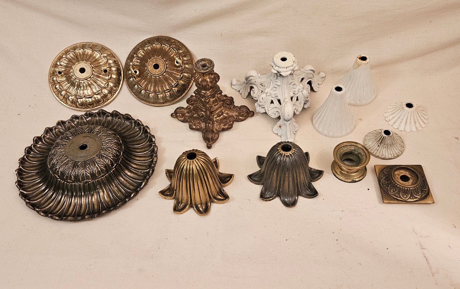 Vintage Mid Century Hollywood Regency Swag Light Lamp Parts - Canopies Bases