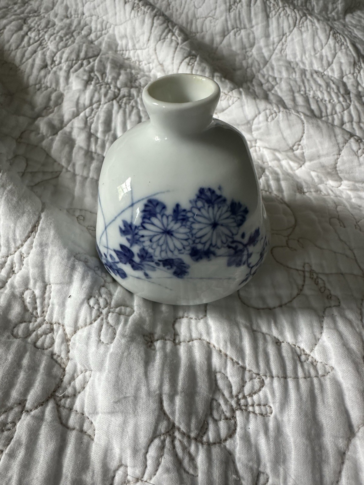 Vintage Royal Cobalt Blue and White Porcelain Thumbprint Bud Vase