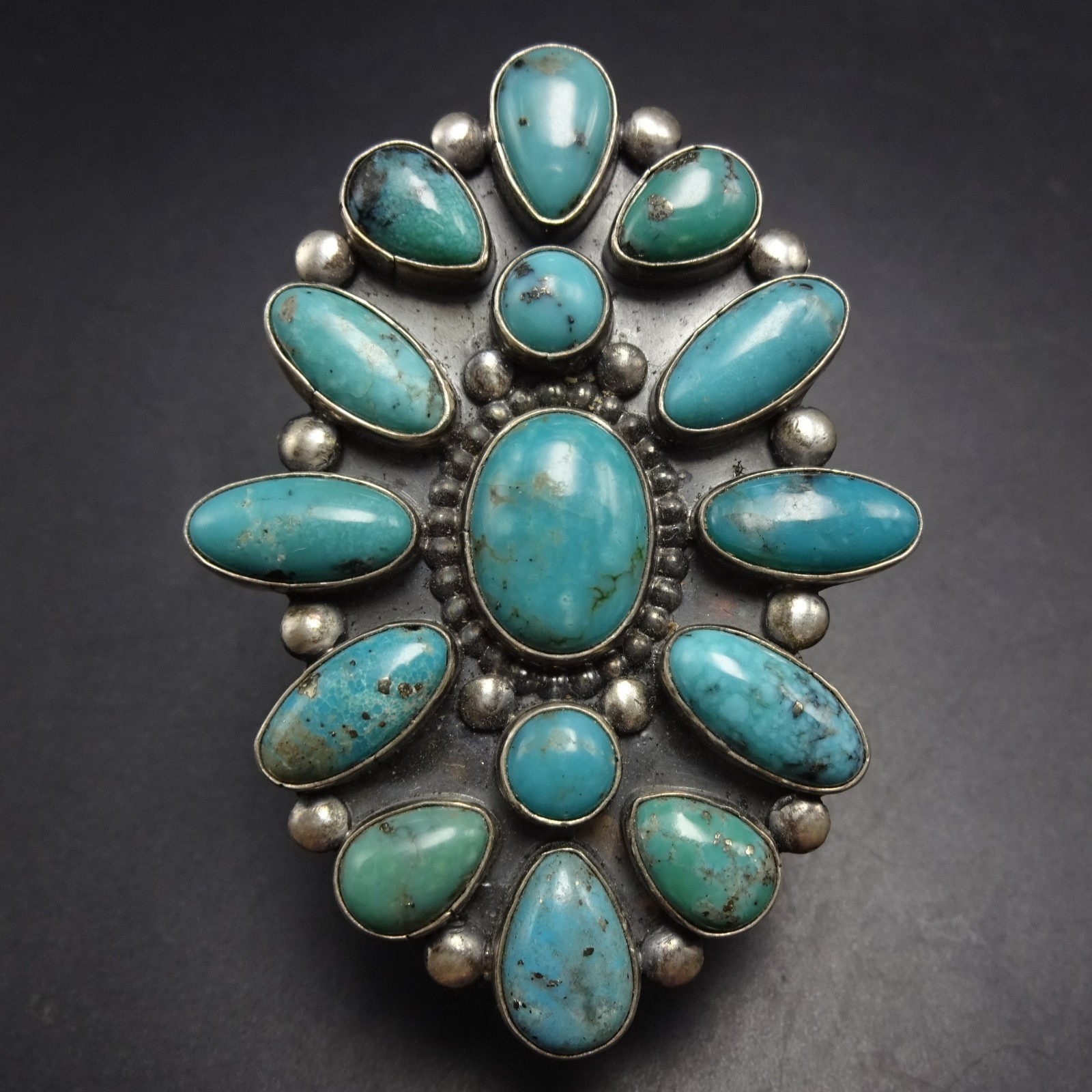 ANNIE HOSKIE Navajo CAMPITOS TURQUOISE Sterling Silver RING size 9.5 Adjustable ANNIE HOSKIE Navajo CAMPITOS TURQUOISE Sterling Silver RING size 9.5 Adjustable
