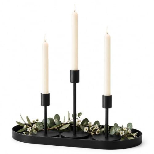 Gothic Black Taper Candle Holders Set of 3 - Elegant Table Decor for Halloween Gothic Black Taper Candle Holders Set of 3 - Elegant Table Decor for Halloween