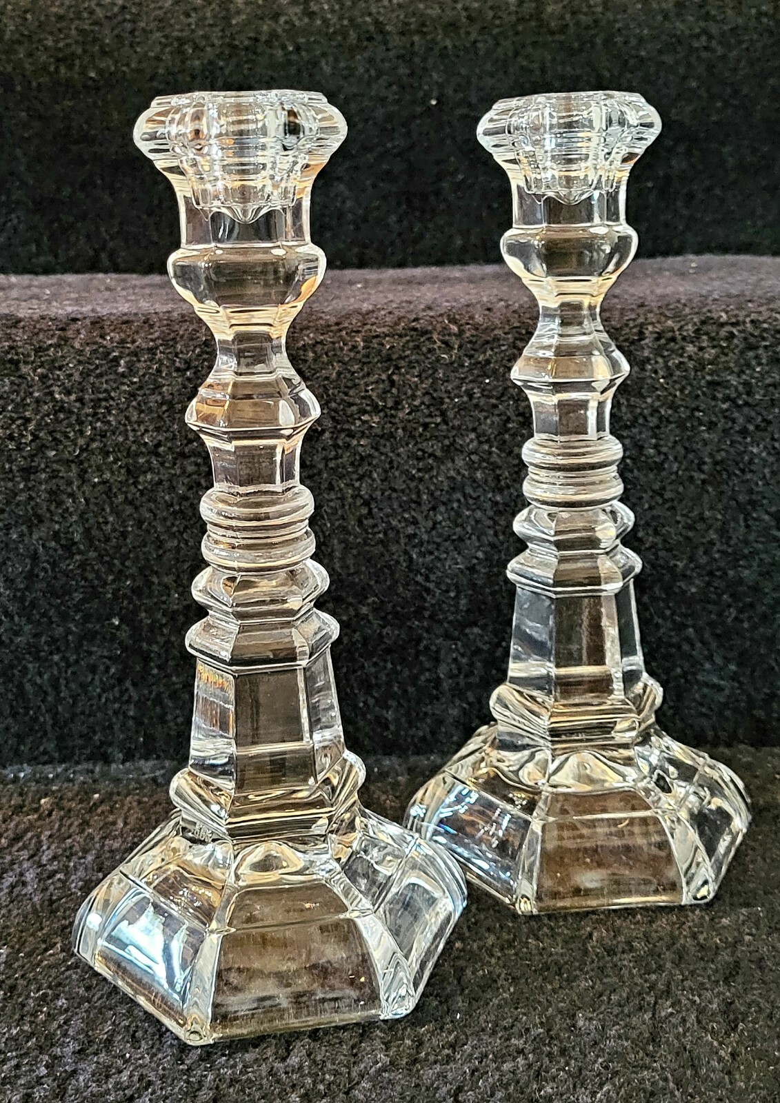 Set Of 2 VTG Fostoria Crystal Candlestick Holders 9 Set Of 2 VTG Fostoria Crystal Candlestick Holders 9