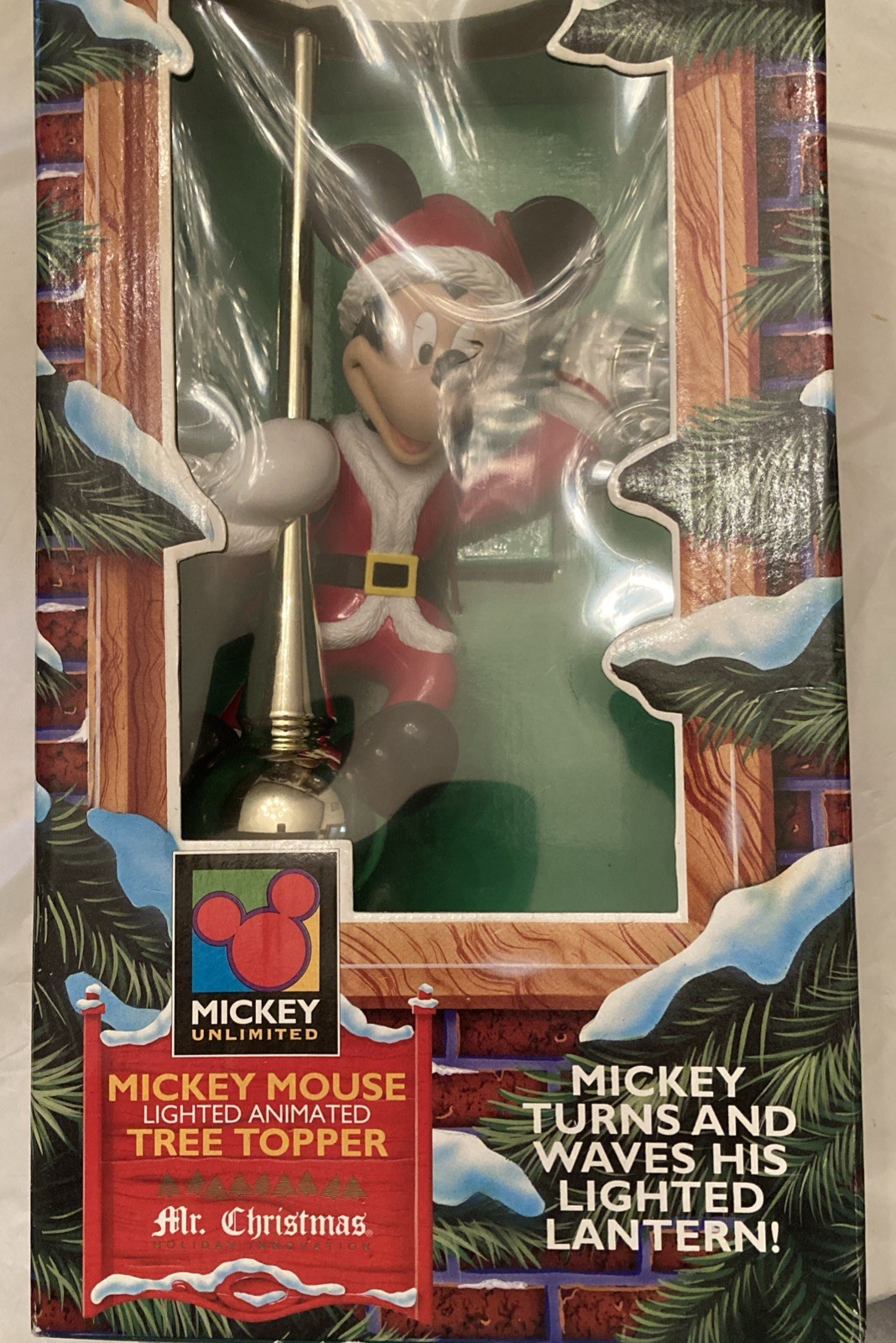 Vintage 1995 Mr. Christmas Mickey Mouse Santa Lighted Animated Tree Topper WORKS Vintage 1995 Mr. Christmas Mickey Mouse Santa Lighted Animated Tree Topper WORKS