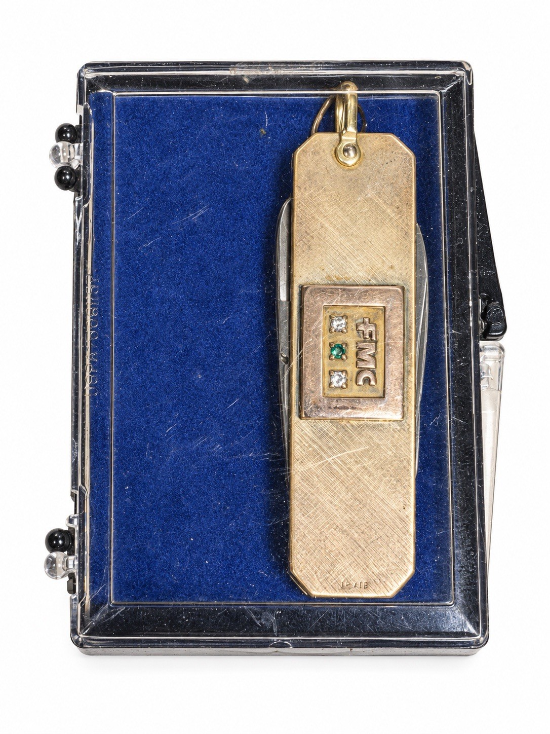 VINTAGE 1970s LONGS DRUGS SERVICE AWARD POCKET KNIFE / 12K GF DIAMOND EMERALDS VINTAGE 1970s LONGS DRUGS SERVICE AWARD POCKET KNIFE / 12K GF DIAMOND EMERALDS