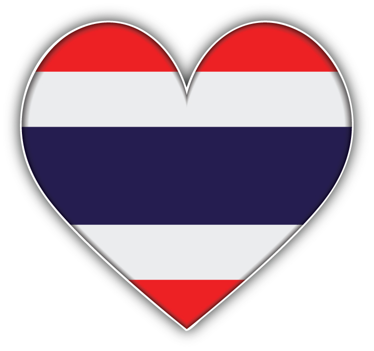 Thailand Heart Flag Car Bumper Sticker Decal 5\'\' x 5\'\'