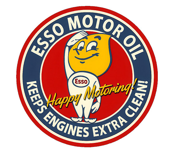 FITS VINTAGE Esso Happy Motoring Gaoline Gas Motor Oil STICKER DECAL FITS VINTAGE Esso Happy Motoring Gaoline Gas Motor Oil STICKER DECAL