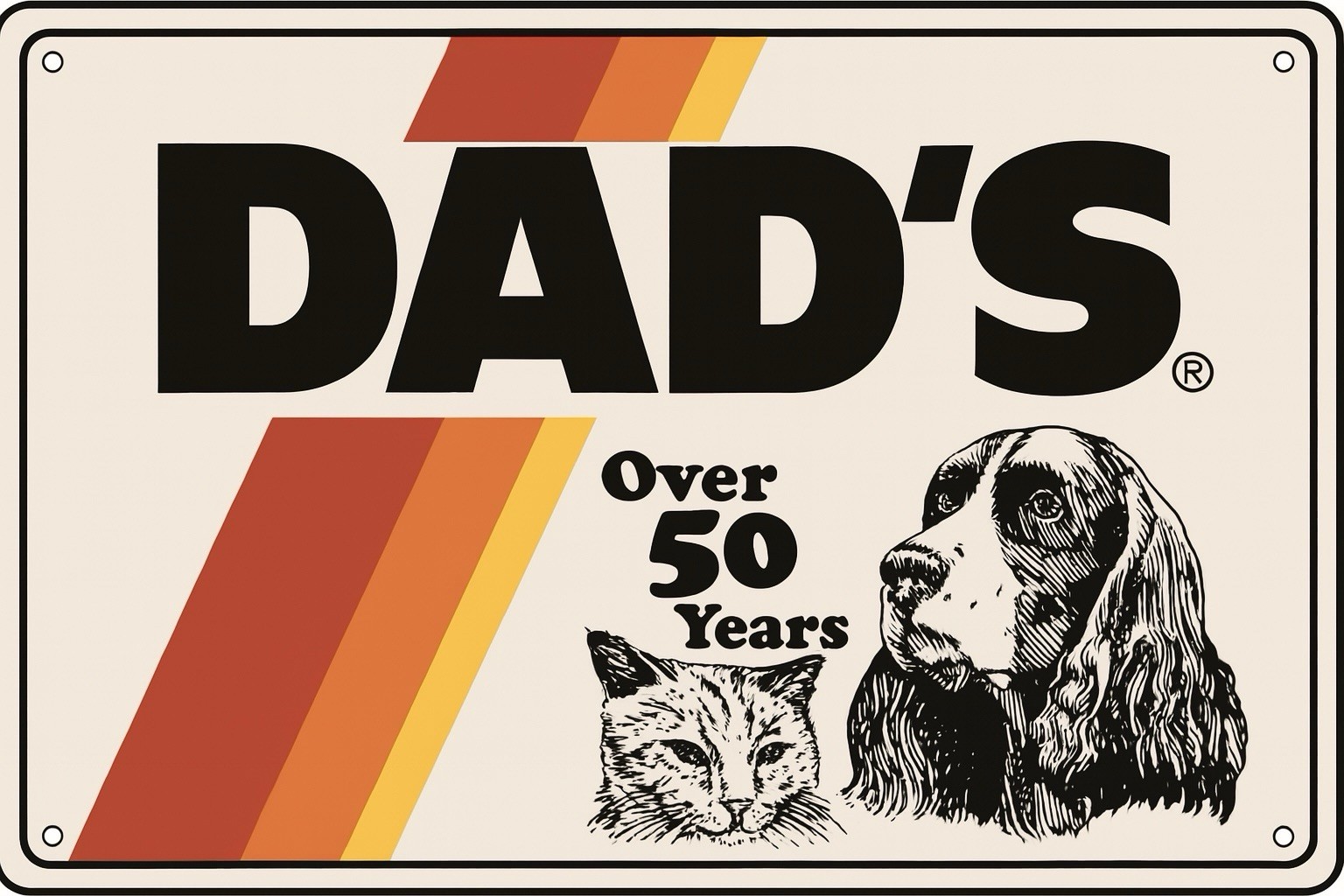 Hi Gloss Dad’s Pet Food Dog Cat Vintage Style Metal Sign Hi Gloss Dad’s Pet Food Dog Cat Vintage Style Metal Sign