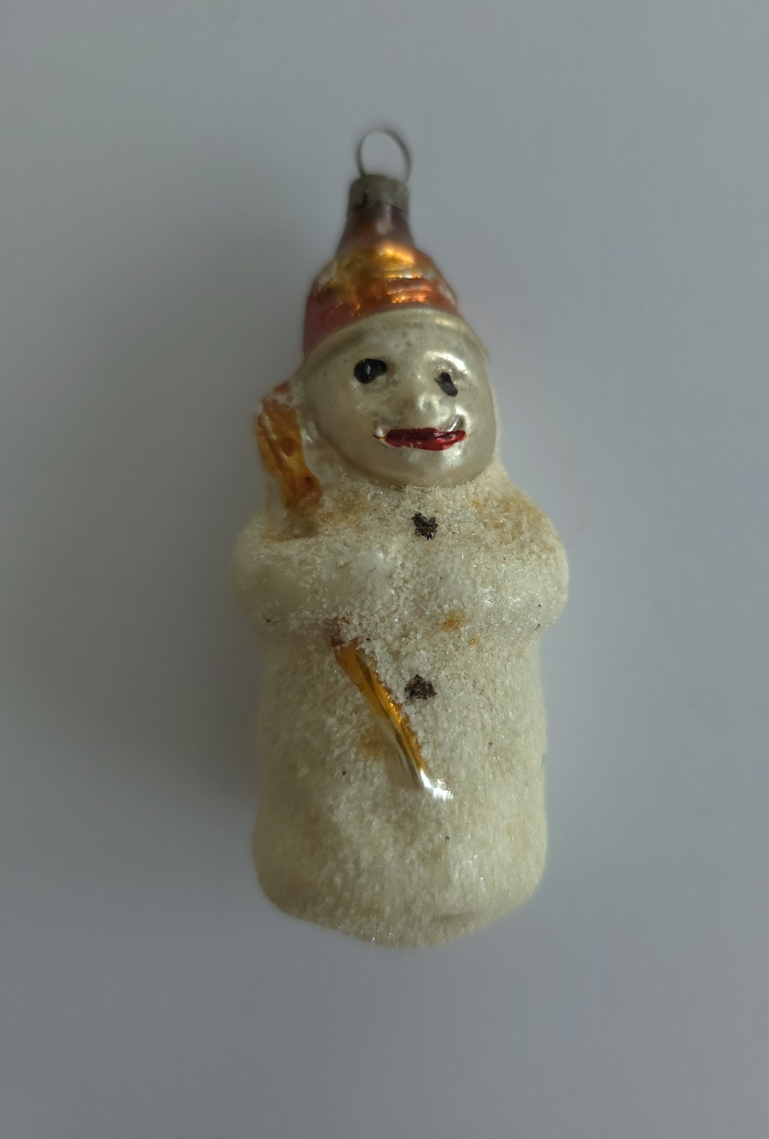 Vtg Snowman Early 1900s Germany Mercury Glass Christmas Ornament Mica