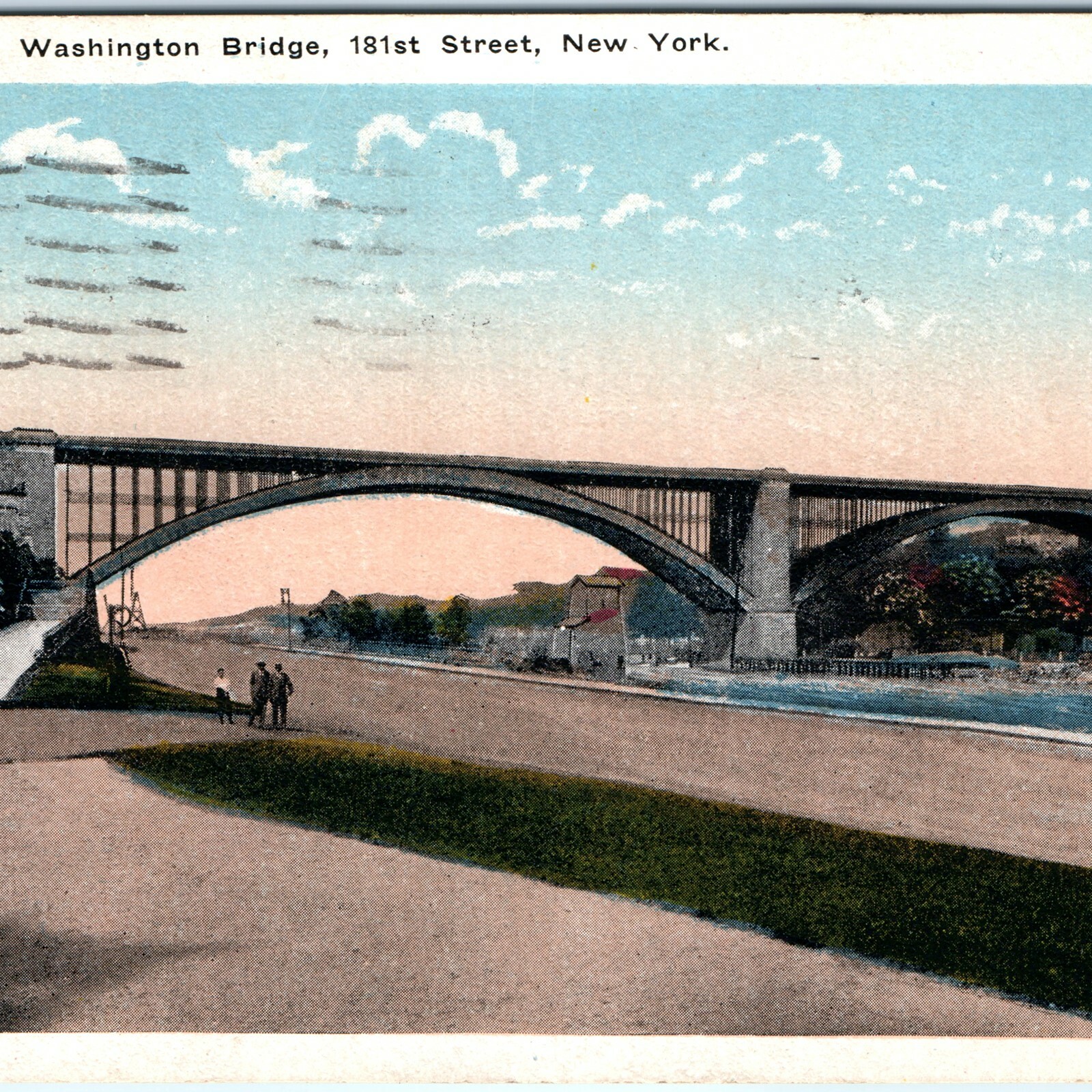 c1910s Washington Bridge 181st Street Harlem River NYC Postcard Brooklyn PM 1918 c1910s Washington Bridge 181st Street Harlem River NYC Postcard Brooklyn PM 1918