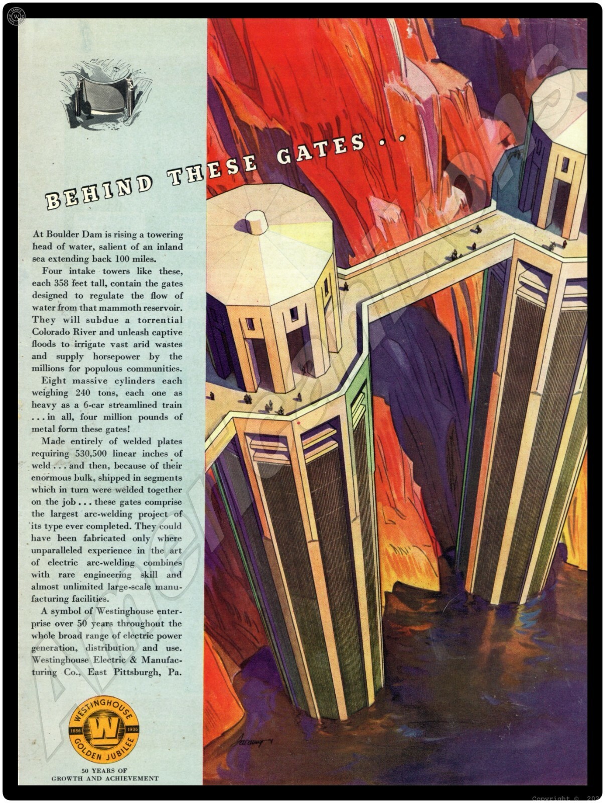 1936 Westinghouse Boulder Dam NEW Metal Sign - 24\