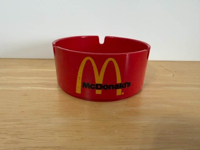 Vintage 1970s McDonald\'s Restaurant Plastic Red Ashtray-Germany-RARE-FAHNRICH