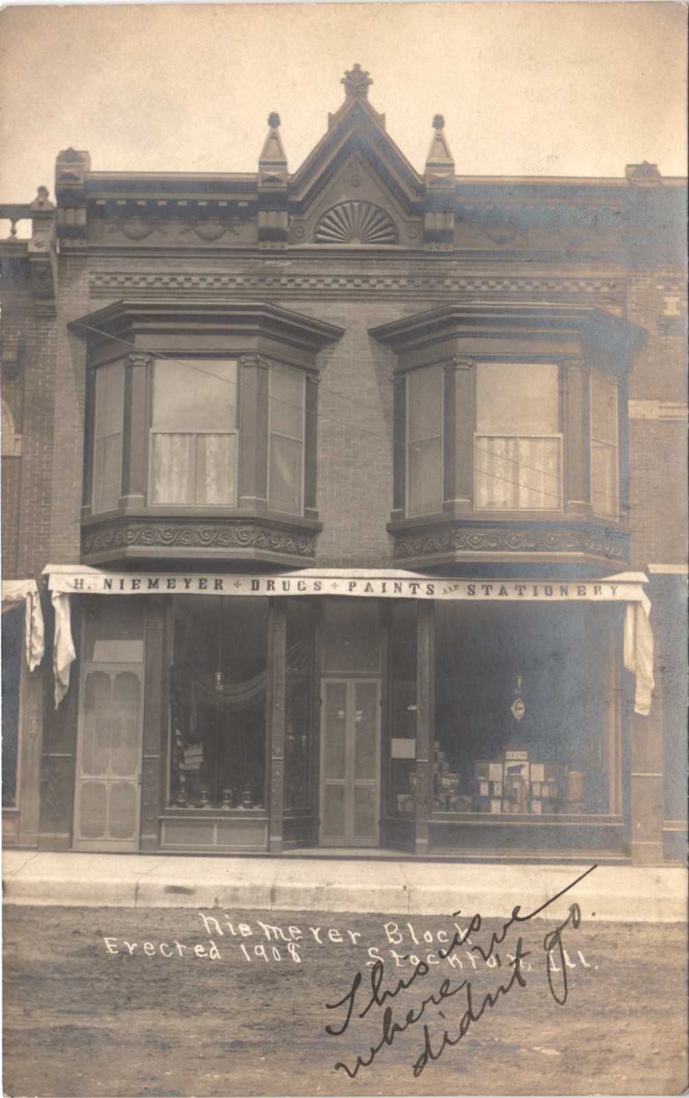 NIEMEYER DRUGS & PAINTS stockton il c1910 postcard illinois real photo rppc shop NIEMEYER DRUGS & PAINTS stockton il c1910 postcard illinois real photo rppc shop