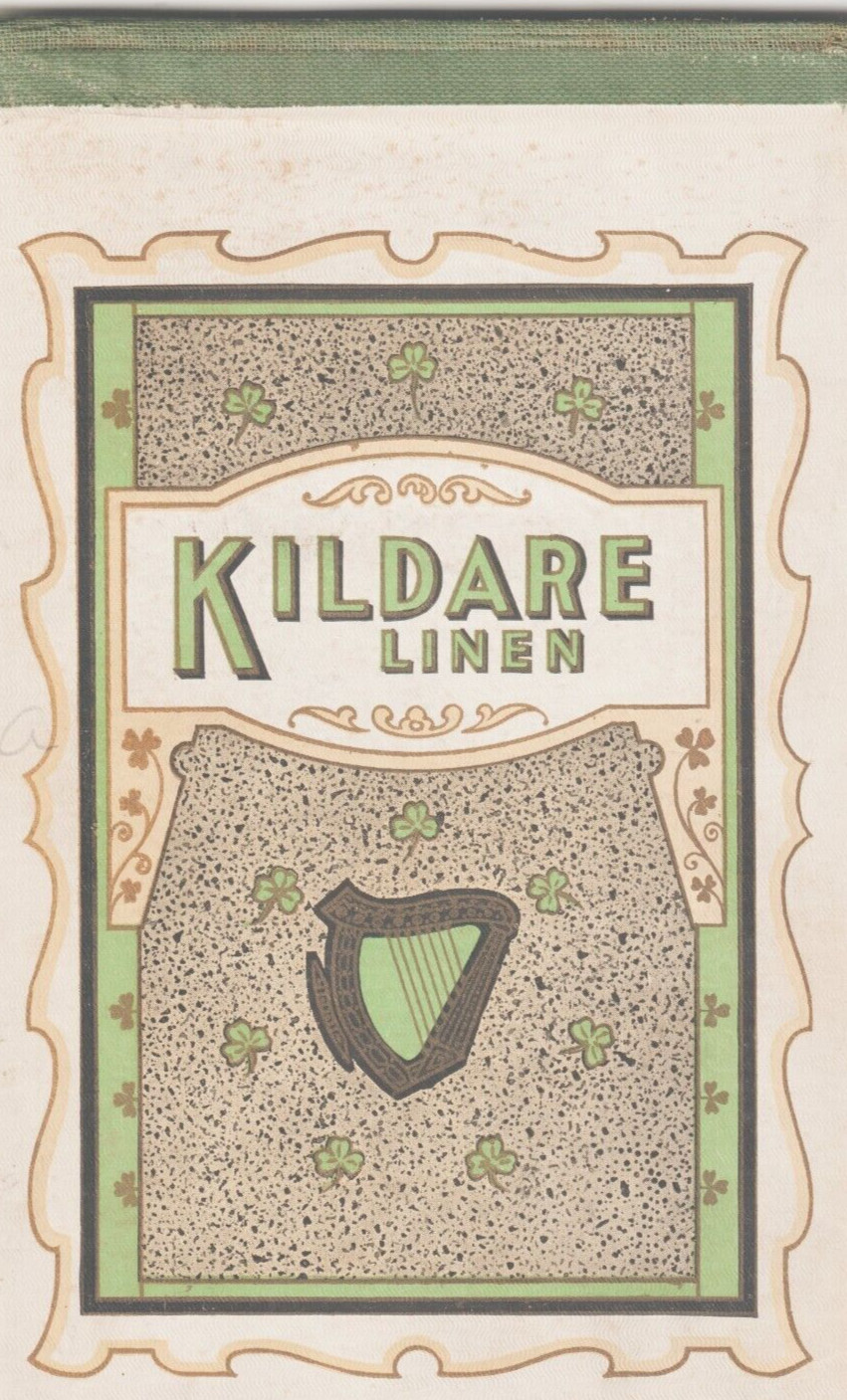 1940-50s Vintage Kildare Linen Irish Fabric Advertising Stationery Notebook Harp