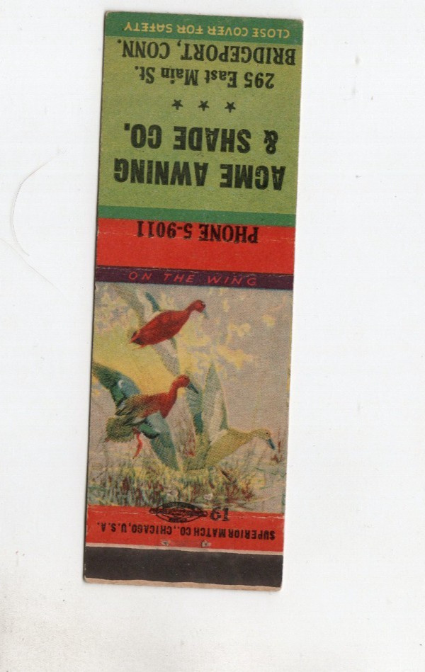 Vintage Matchcover Acme Awning & Shade Co Bridgeport CONN Vintage Matchcover Acme Awning & Shade Co Bridgeport CONN