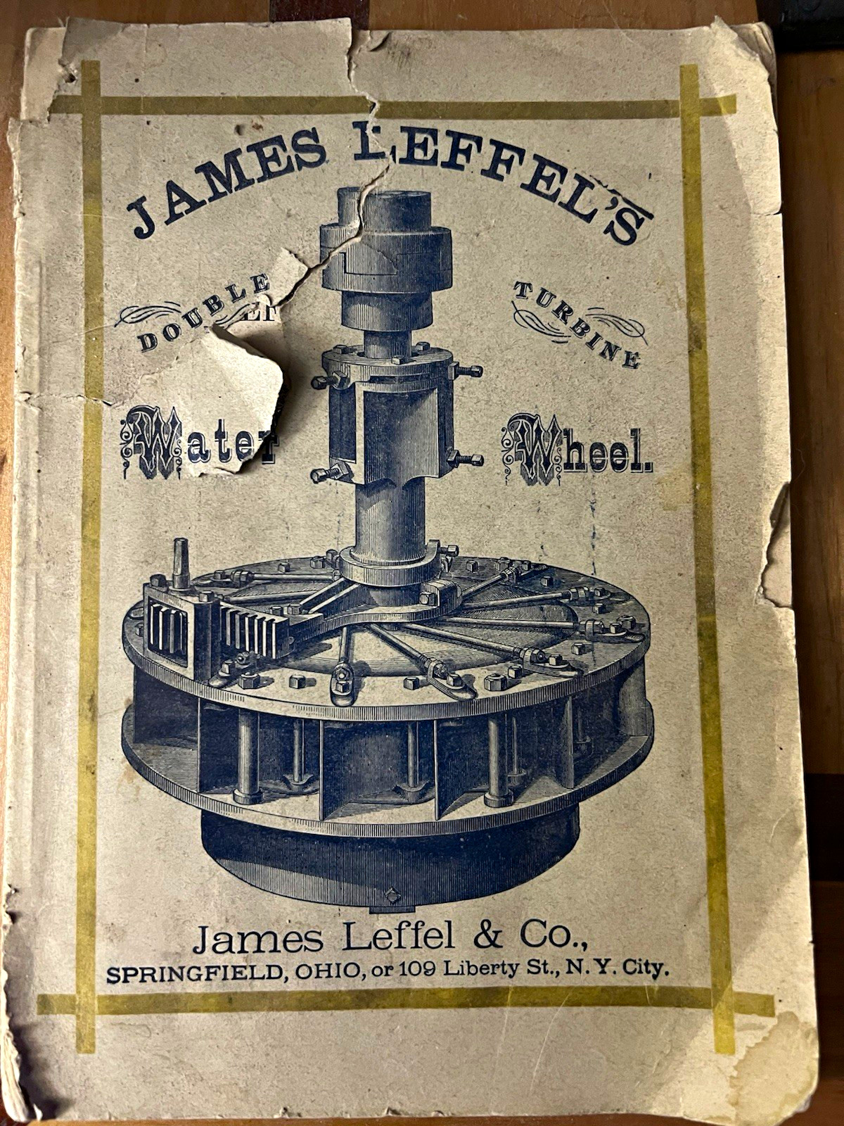 James Leffel & Co. 1877 Illustrated Book Leffel’s Double Turbine Water Wheel