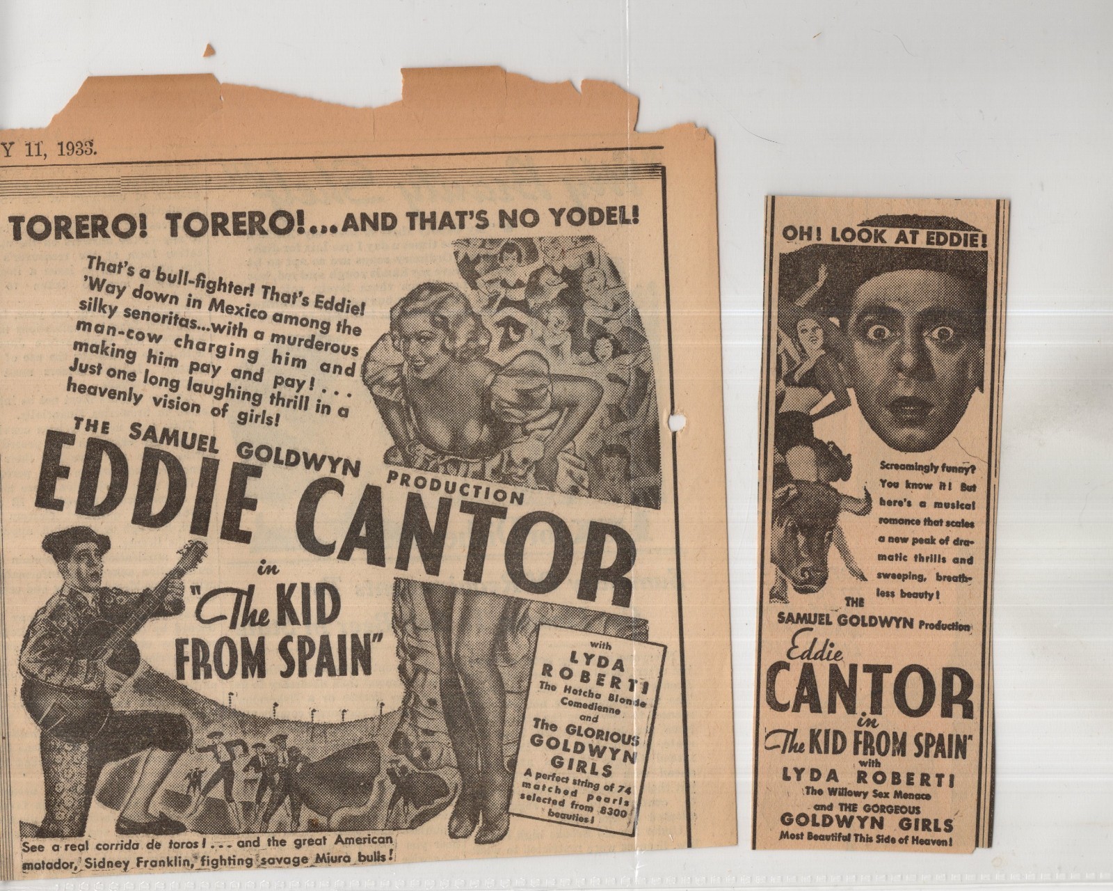 Eddie Cantor Magazine Photo Clipping Lot R1231