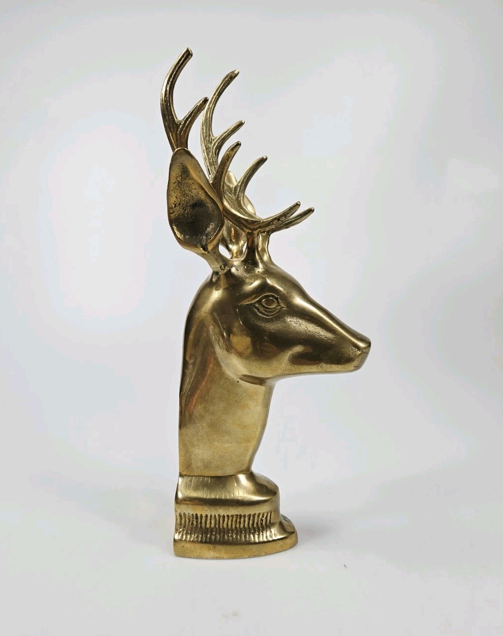 Brass Stag Deer Book End Vintage MCM Head Library Lodge Hunting 10\