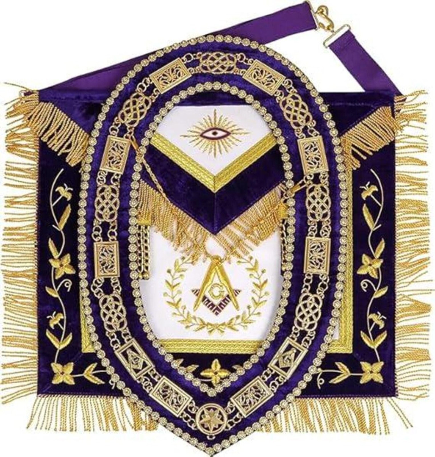 MASONIC GRAND LODGE MASTER MASON 100% LAMBSKIN APRON WITH CHAIN COLLAR HAND MADE MASONIC GRAND LODGE MASTER MASON 100% LAMBSKIN APRON WITH CHAIN COLLAR HAND MADE