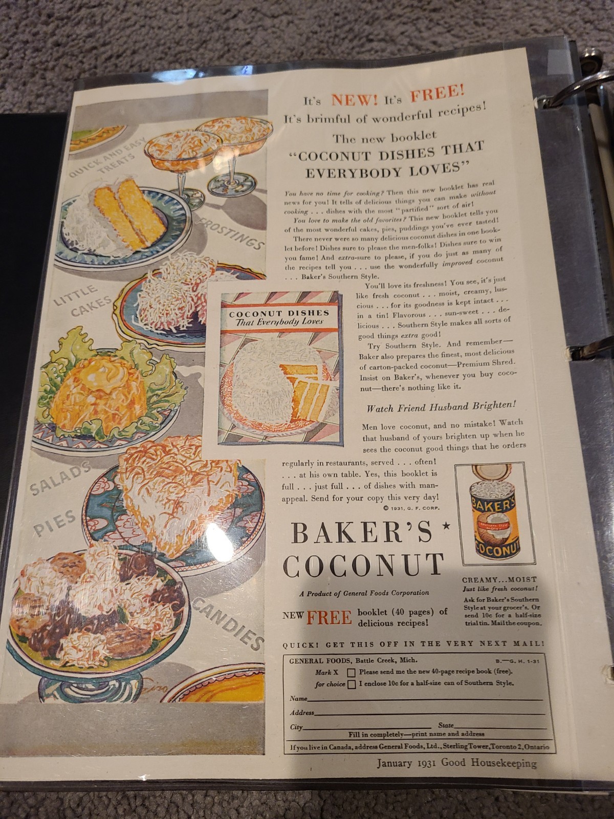 Vintage 1931 Print Ad Cakes Cookies Baker\'s Coconut 1930s