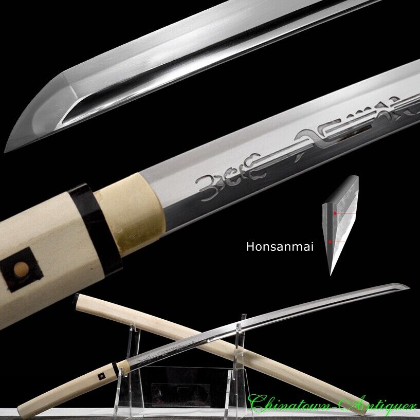 Japanese Katana Muramasa Samurai Sword SanMai Steel Blade w Clay Tempered #0846