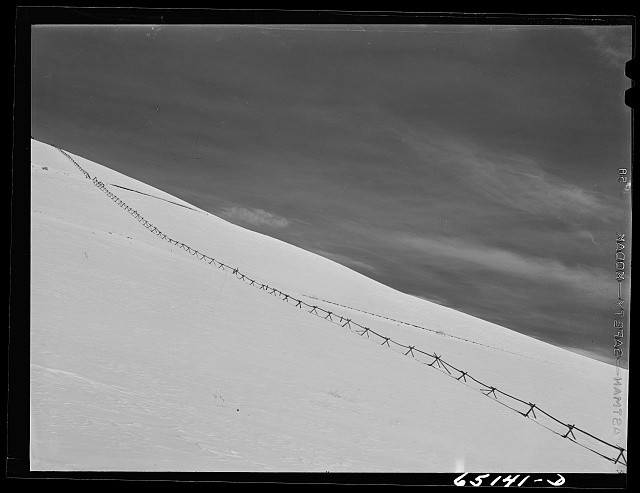 Photo:Granite County Montana 1942 Snow Fence Mountains Winter Landscape
