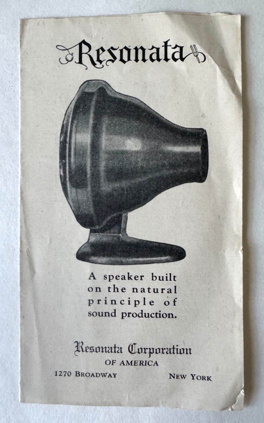 ca 1920s Advertising Pamphlet Brochure Resonata Corp New York Radio Speaker NYC