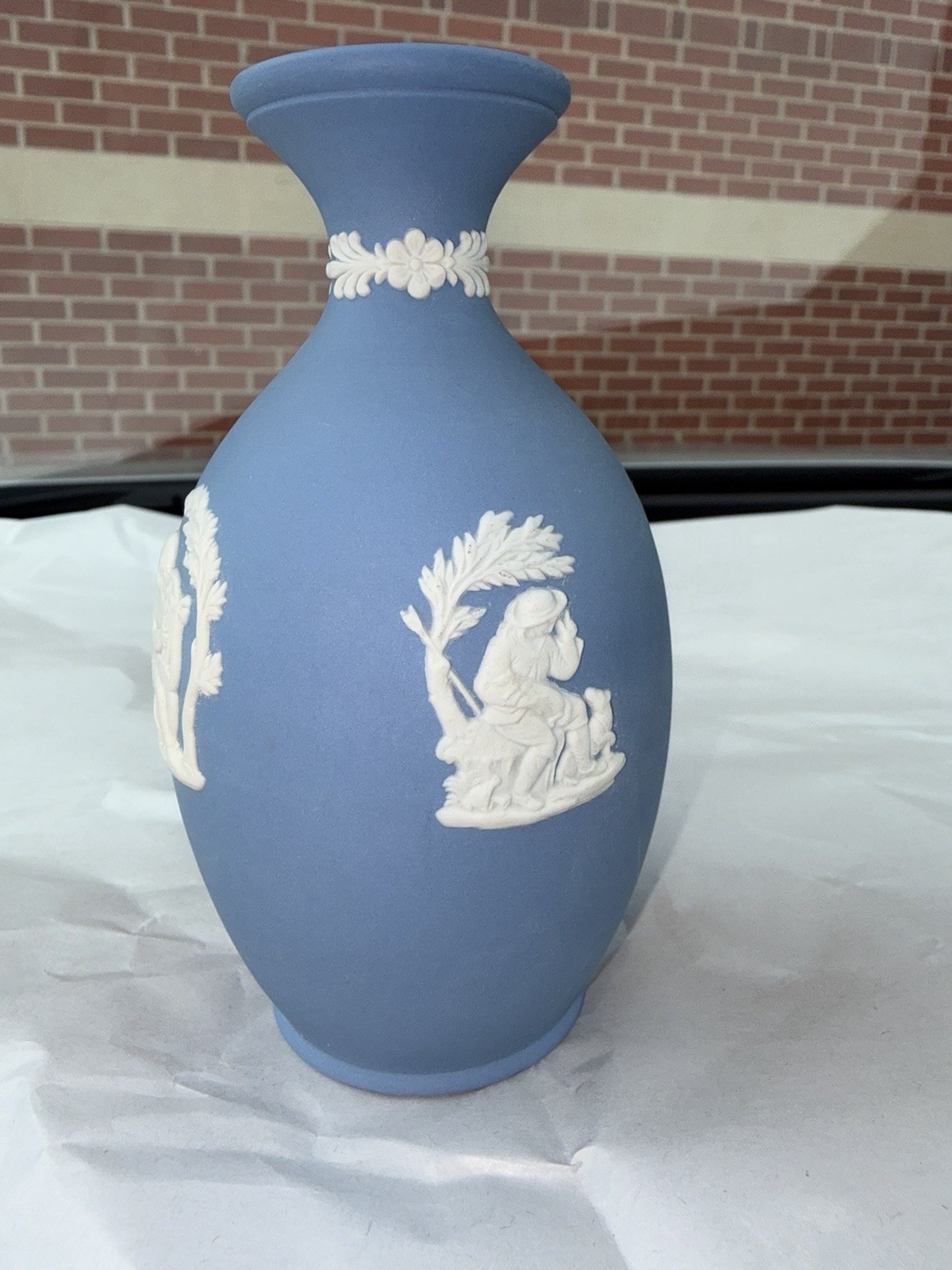 Wedgwood Jasperware Small Bud Vase Blue Cameos 5 Wedgwood Jasperware Small Bud Vase Blue Cameos 5