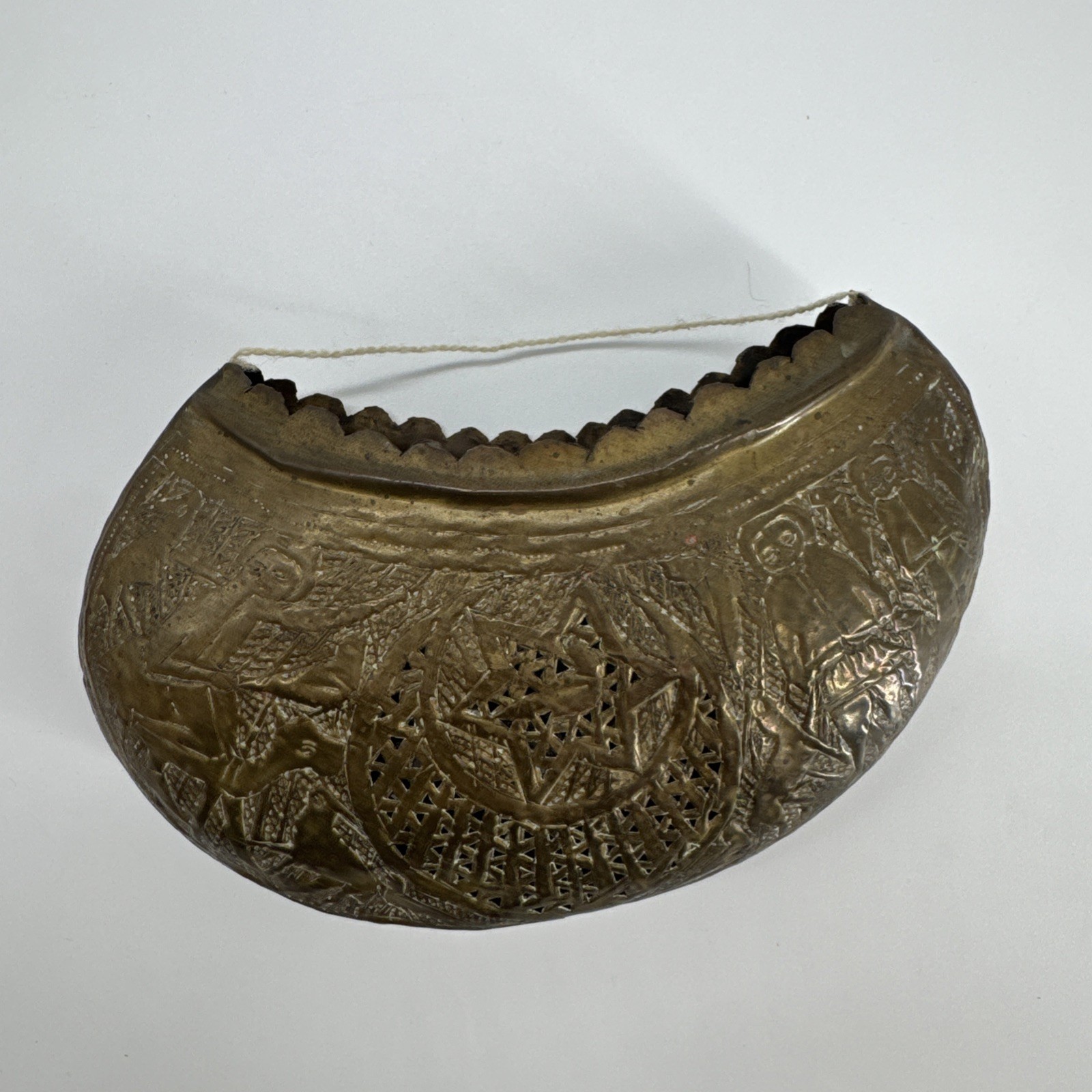 Antique Brass Ornate Kashkul Islamic Begging Bowl 18th - 19th Century Antique Brass Ornate Kashkul Islamic Begging Bowl 18th - 19th Century